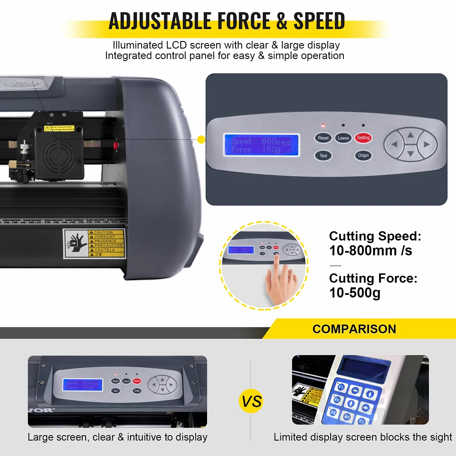 VEVOR 375 mm Vinyl Schneideplotter Papiereinzug, Folienplotter Drucker Vinyl Schneiden Set, Unterstützt DM/PL, HP/GL-Sprache, Abdeckfolie zum Malen und Ätzen, Scrapbook-Papiere PU-Vinyl schneiden