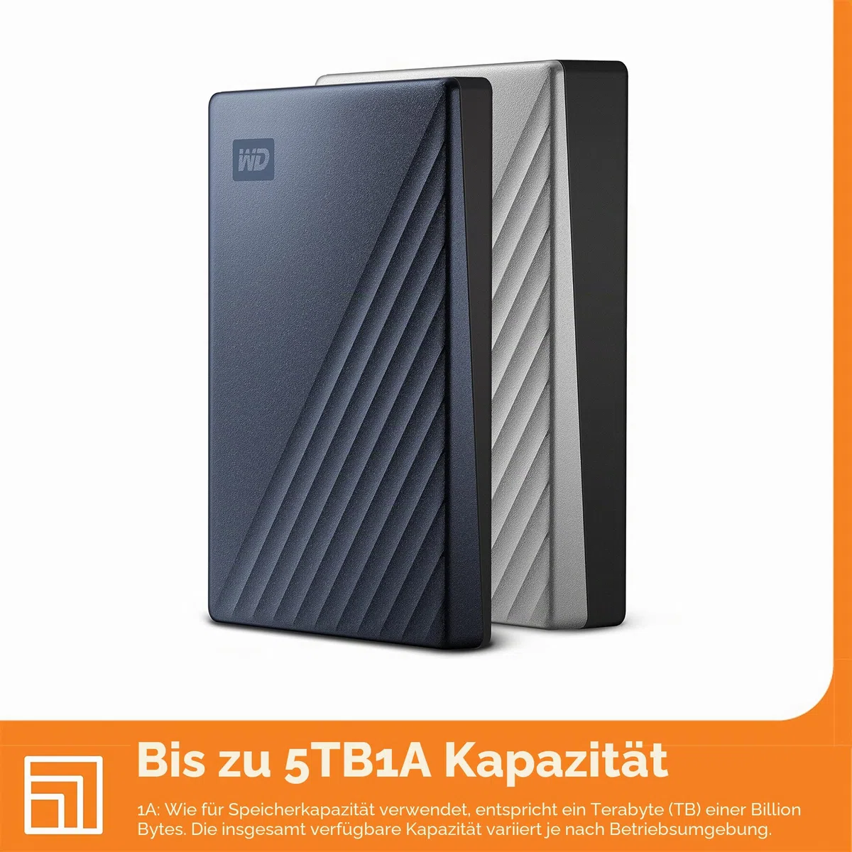 WD My Passport Ultra externe Festplatte 5 TB (mobiler Speicher, Metallgehäuse, herunterladbare Software, automatische Backups, Passwortschutz) Blau - auch kompatibel mit PC, Xbox, PS4 und PS5
