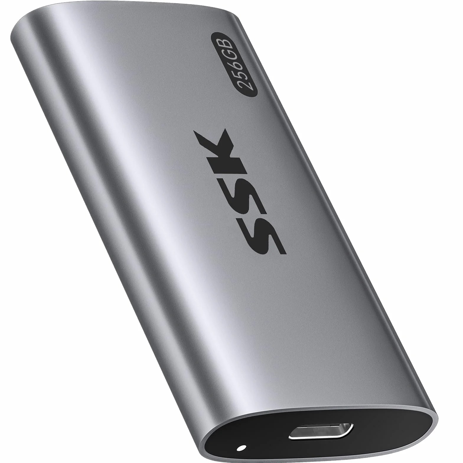 SSK Externe SSD 256GB, USB 3.2 Gen2 Portable SSD, bis zu 550 MB/s, Externe Festplatte mit USB C&A 2 in 1 Kabel, External Solid State Drive für iPhone 16/15/17-Serie/Laptop/Desktop/Smartphone/Tablet