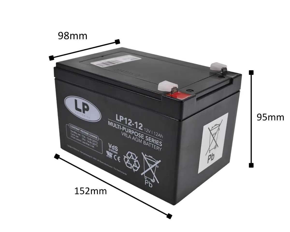 LANDPORT Batterie NSA LP12-12 T2 VDs 152x98x95mm 12V 12Ah kompatibel für Alarmanlage, USV, Blei Gel Akku, Rolladen Antrieb, Dachrollo, Sicherheitssysteme