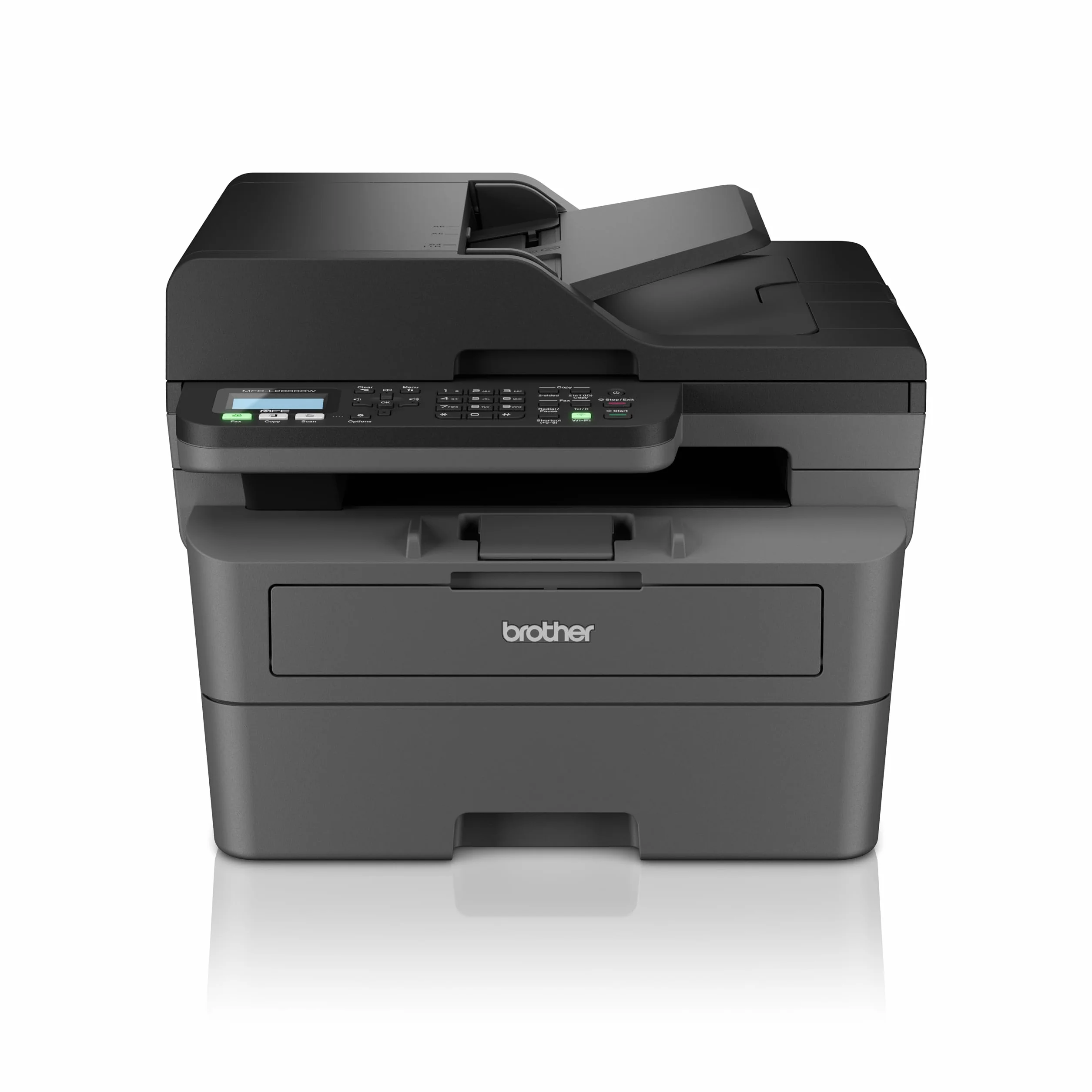 Brother MFCL2800DW 4-in-1-Multifunktions-Laserdrucker | 32 ppm, Duplexdruck, 2-zeiliges LC-Display, Fast Ethernet, WLAN mit 5 GHz und USB 2.0