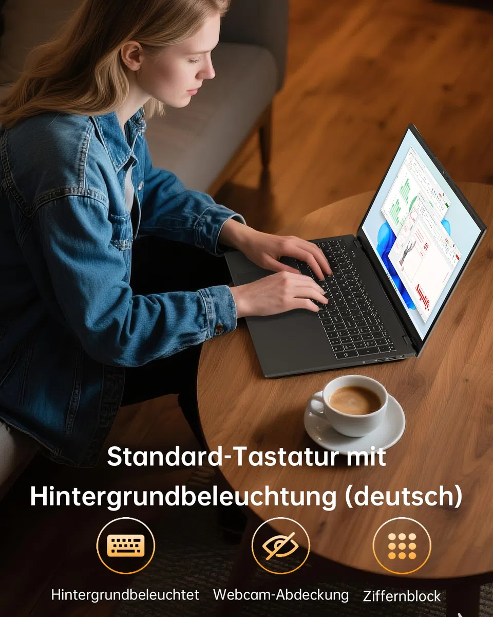 jumper 2026 Gaming Laptop 17,6 Zoll IPS 1920X1200, 16GB DDR4 RAM 512GB SSD, AMD Ryzen5 3500U(bis zu 3,7GHz), Leuchtende Tastatur, Leichte Business und Studenten Notebook, USB/HDMI/Typ-C/WiFi6