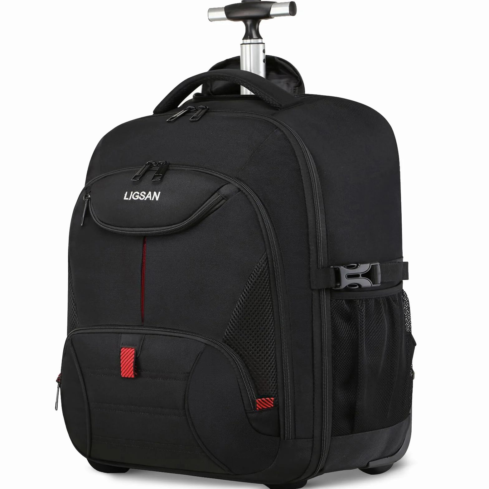 Laptop Trolley Rucksack Business Rolling 17 Zoll Laptop Rucksack mit Rädern Handgepäck Groß Rucksack Laptoptasche Rollkoffer für Herren Damen Wasserdichte Aktenkoffer für Reisen/Männer/Frauen-Schwarz