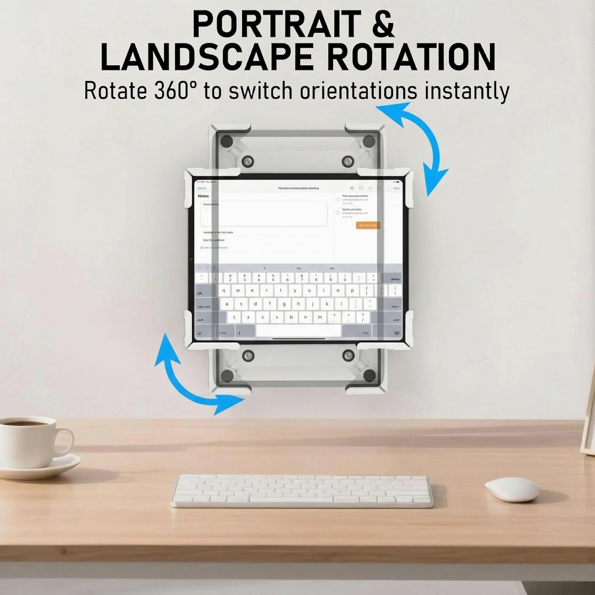 Tablet Wandhalterung, Metallgehäuse iPad Halterung Für Retail POS Kiosk, Smart Home, Diebstahlschutz Low Profile VESA 75x75 Ständer, Hoch- Oder Querformat, Für 10-14 Zoll Pro Air Galaxy Tab, Weiß