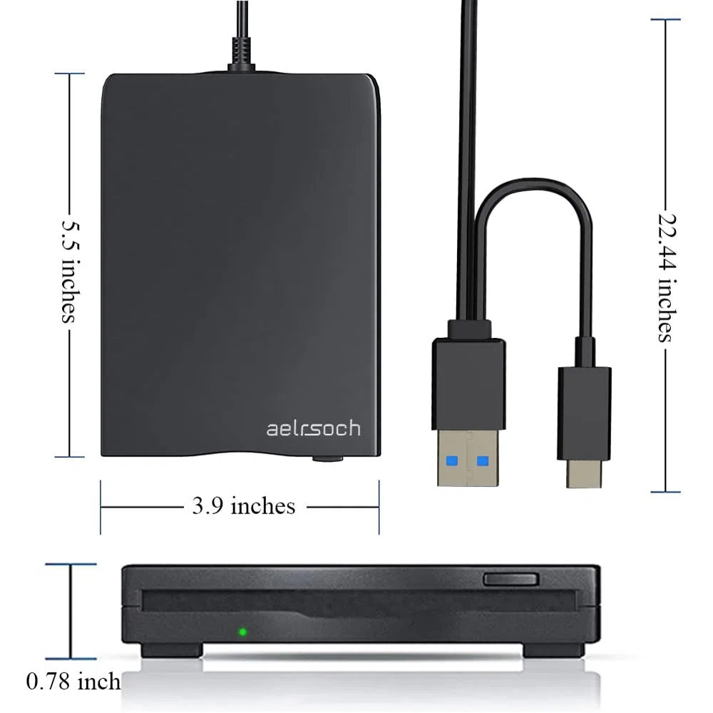 Diskettenlaufwerk, externes Diskettenlaufwerk, USB-Diskettenlaufwerk, Diskettenlaufwerk USB, 3.5 externes Diskettenlaufwerk, 1.44 MB/2 HD-Diskettenlaufwerk, Für Win 7/8/10/11 etc