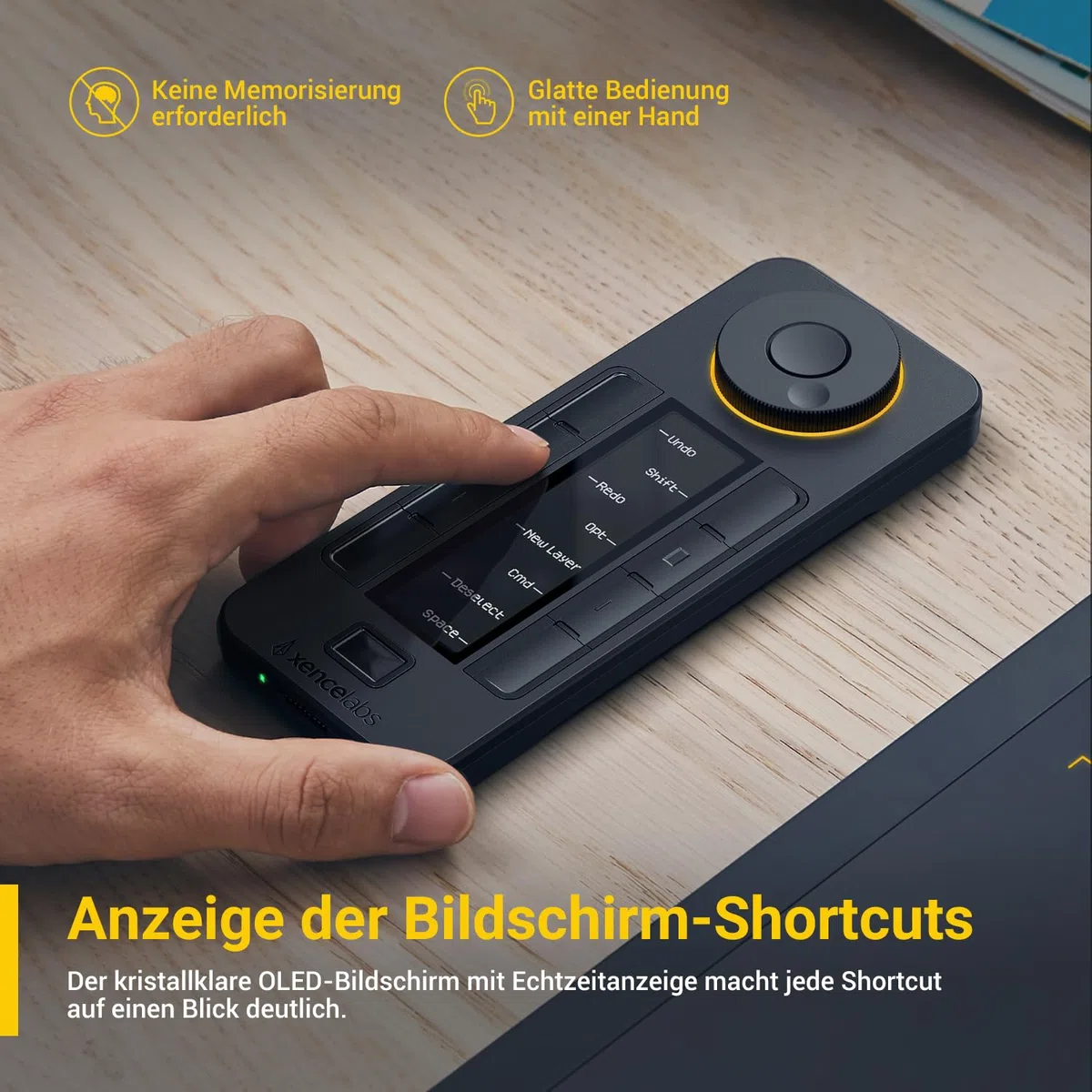 Xencelabs Quick Keys für Grafiktablett Zeichentablets Fernbedienung mit OLED-Display Programmierbares Tastaturfeld Anpassbare Shortcut-Tasten programmierbare Tastatur für Grafiktablets PC Laptop