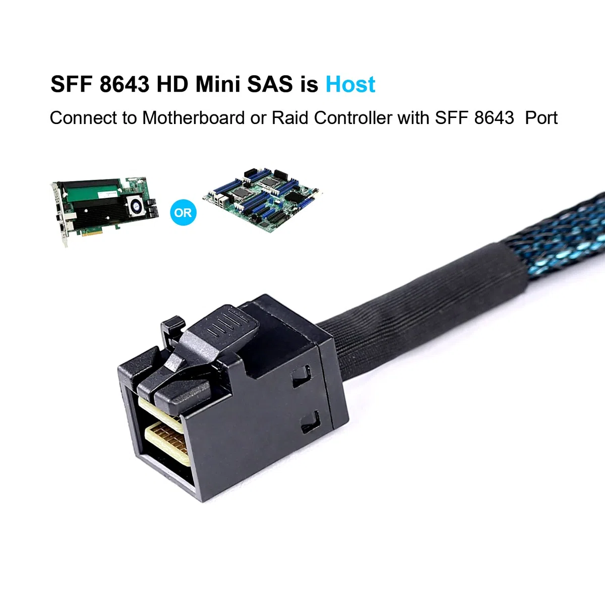 ADCAUDX SFF-8643 auf SATA: 0,5 m Mini-SAS auf SATA, 90 Grad rechtwinkliges Vorwärts-Breakout-Kabel, Mini-SAS-HD-SFF-8643-Controller auf Festplatte (1,6 Fuß)