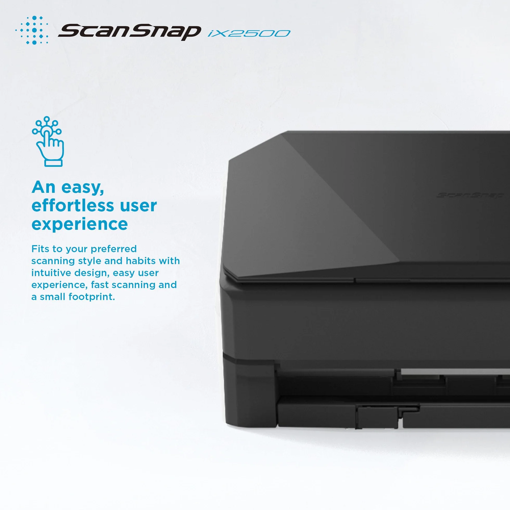 ScanSnap iX2500 Schwarz Dokumentenscanner – Ultraschneller Duplex-Scanner mit 45 S./Min., 100-Blatt-ADF, 600 DPI, 5″ Touchscreen, WLAN/Bluetooth/USB-Konnektivität