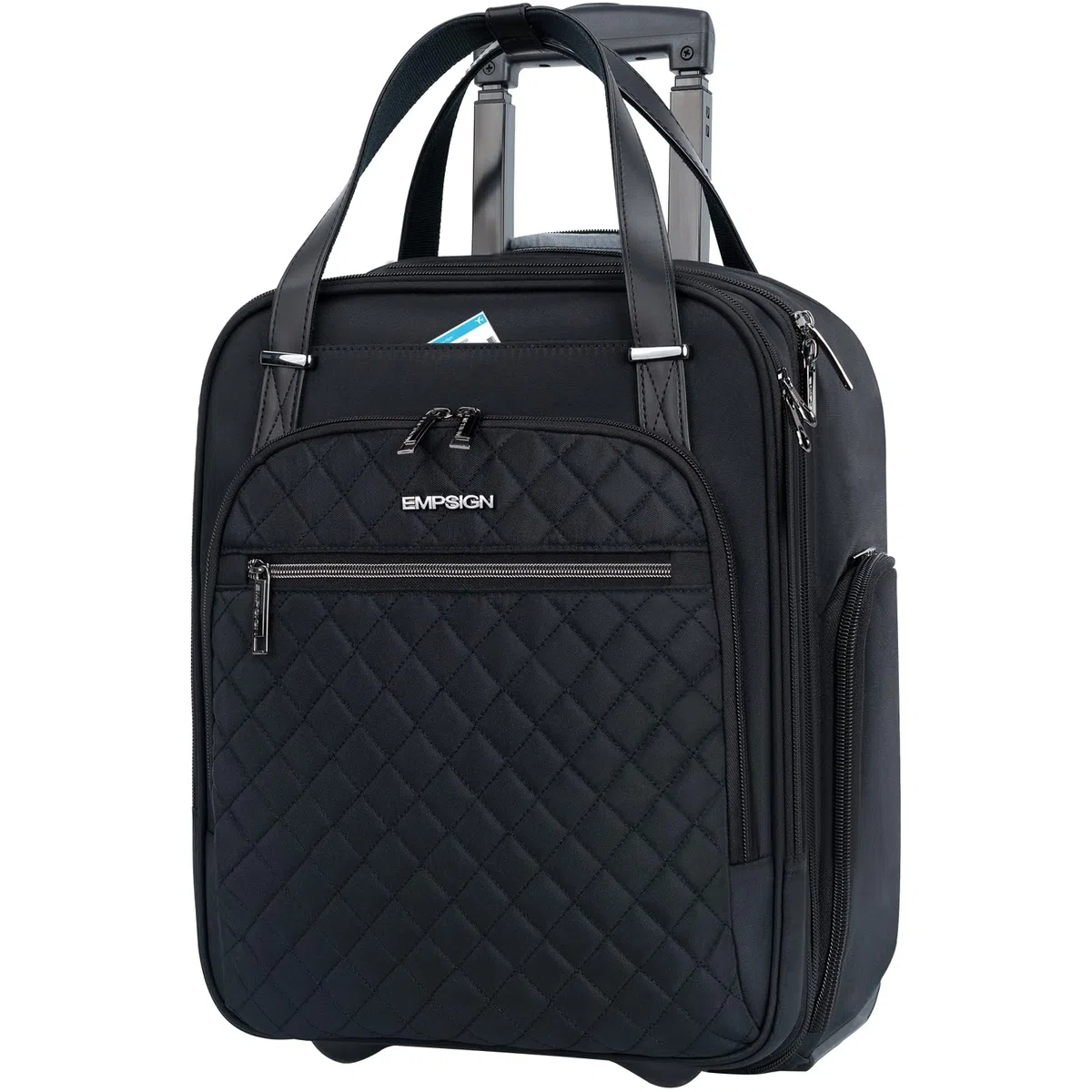 EMPSIGN Handgepäcktasche mit Rädern unter dem Sitz, 40,6 cm, Schwarz, 16 Inch, Handgepäck unter dem Sitz