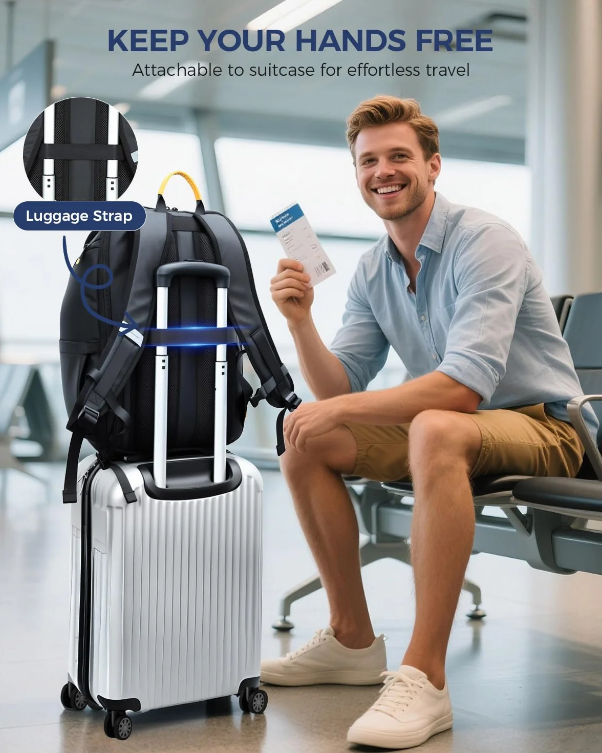 Ponhog Rucksack Herren, Groß Laptop Rucksack 17 Zoll, Reiserucksack mit Anti Diebstahl Computerfach, Laptoptasche für Reise Business Arbeit Weekender, Schwarz