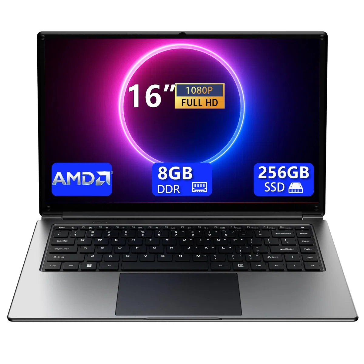 16-Zoll Laptop 8GB DDR RAM 256GB SSD AMD A9-9400 Radeon R5 Prozessor 3,2 GHz 9000mAh Akku USB 3.0 Dual-Band WLAN Webcam
