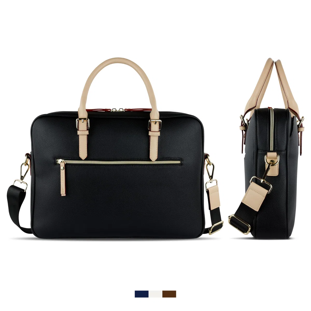 bugatti Ella Businesstasche 15", Aktentasche aus Kunstleder mit Laptopfach, schwarz