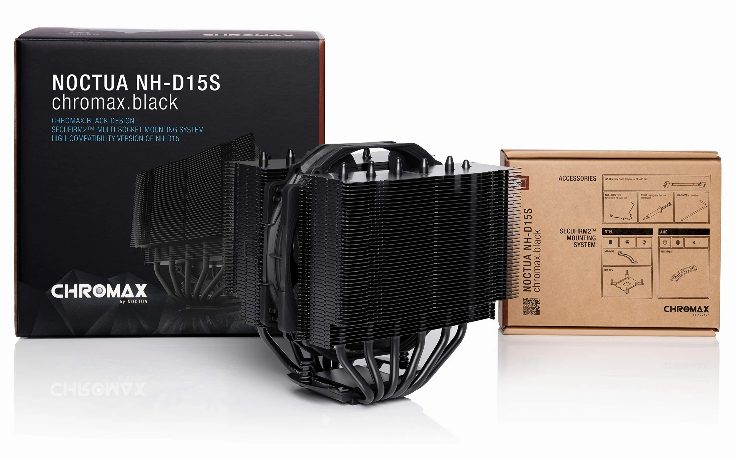 Noctua NH-D15S chromax.black, Premium CPU-Kühler mit NF-A15 PWM 140mm Lüfter (Schwarz)