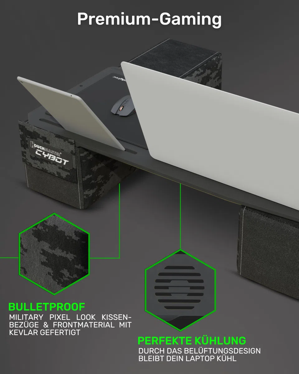 Couchmaster CYBOT, ergonomischer Laptoptisch für Couch, Sofa und Bett, extra breiter Laptop Tisch für Notebooks oder Wireless Peripherie