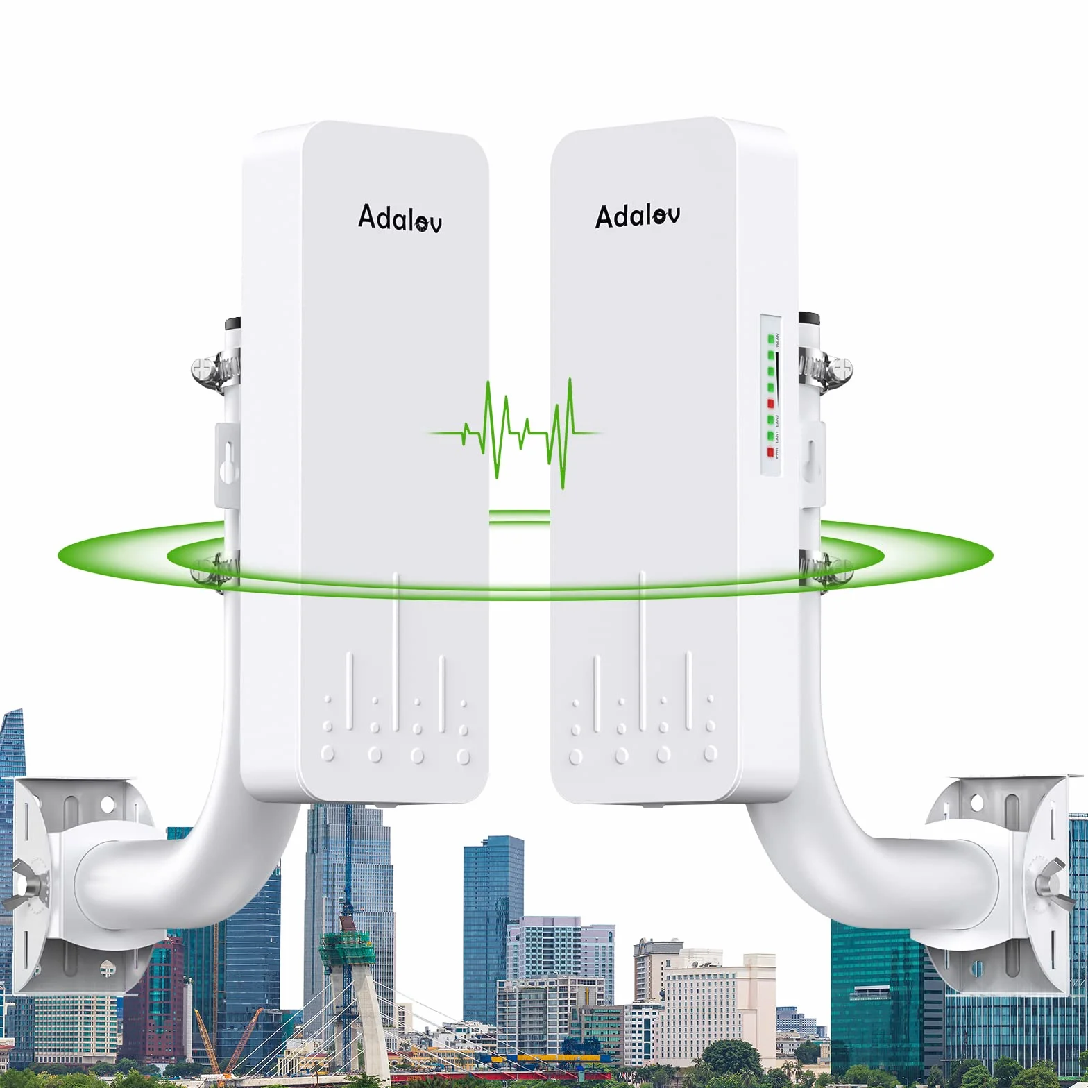 AdaLov WLAN-Bridge CPE660 5,8 GHz, Outdoor WiFi-Bridge mit Halterung, Punkt-zu-Punkt-Netzwerk bis 3 km für Kamera/Nebengebäude/Gartenhaus/Garage/Scheune, Plug & Play, IP65 Wetterfest, 12V DC/24V PoE