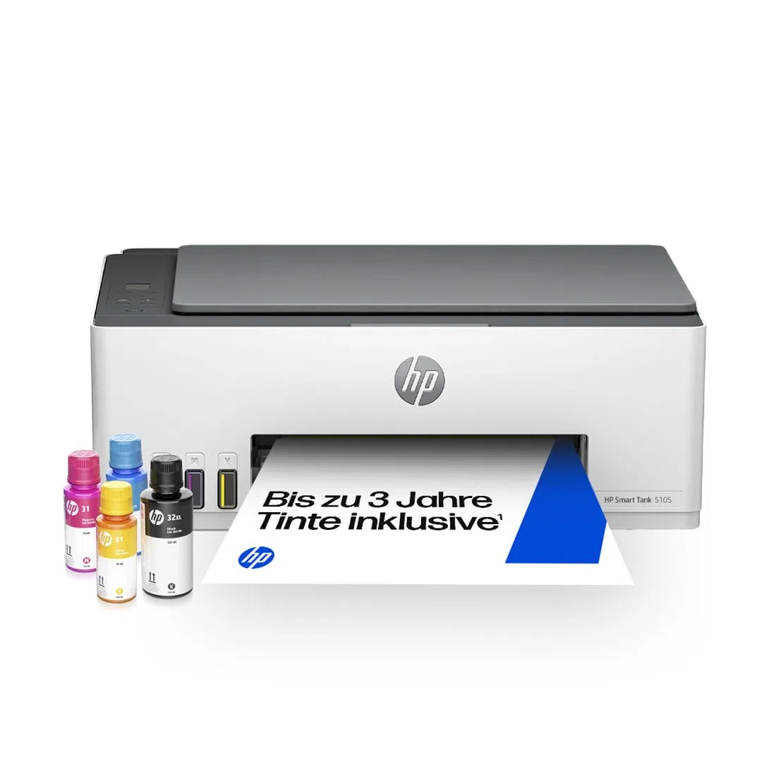 HP Smart Tank 5105 3-in-1 Multifunktionsdrucker WLAN Mobiles Drucken 3 Jahre Tinte inklusive Garantie