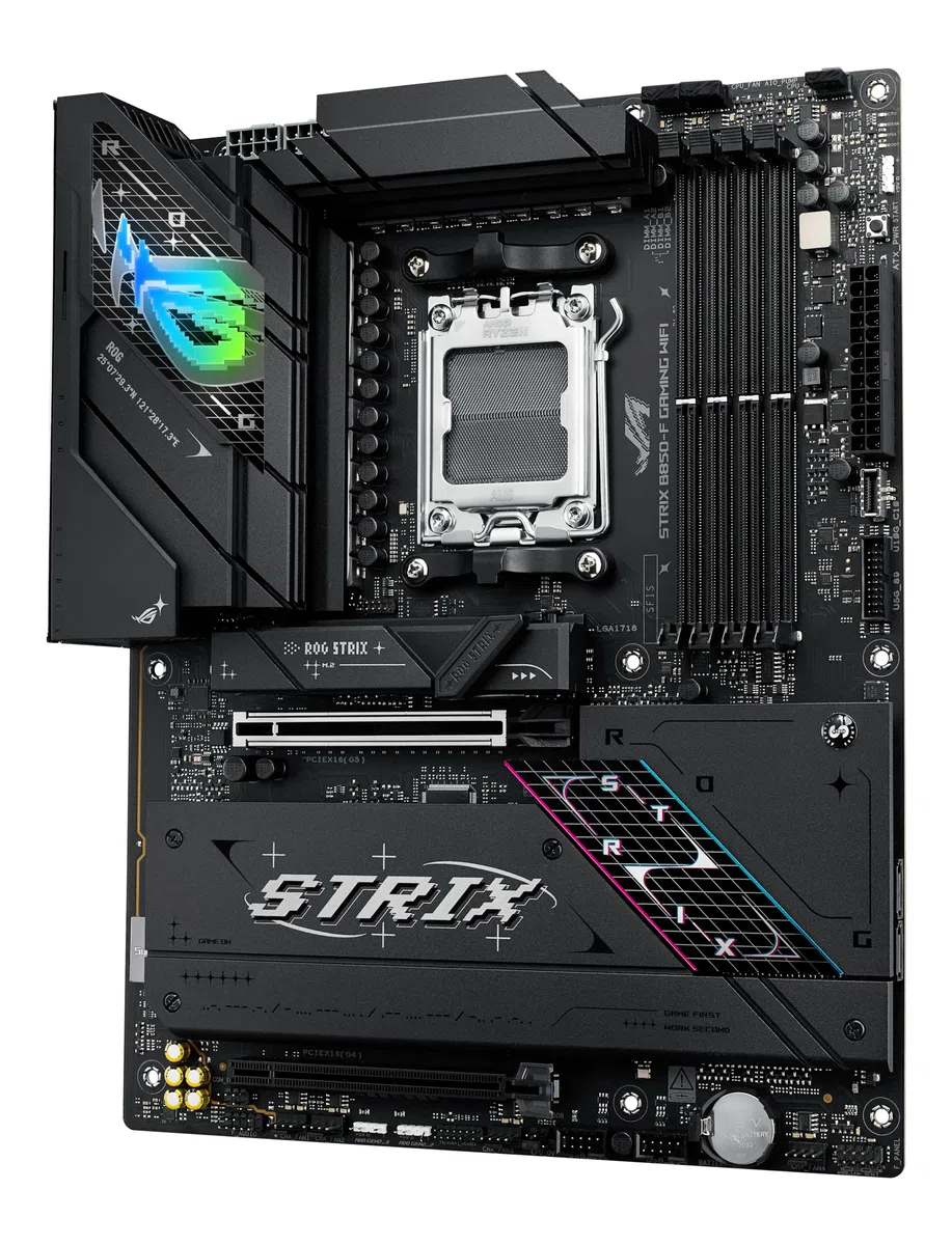 ASUS ROG Strix B850-F Gaming WiFi Mainboard Sockel AMD AM5 (AMD B850, ATX, DDR5 Speicher, PCIe 5.0, WiFi 7, 2X PCIe 4.0 M.2, Aura Sync)