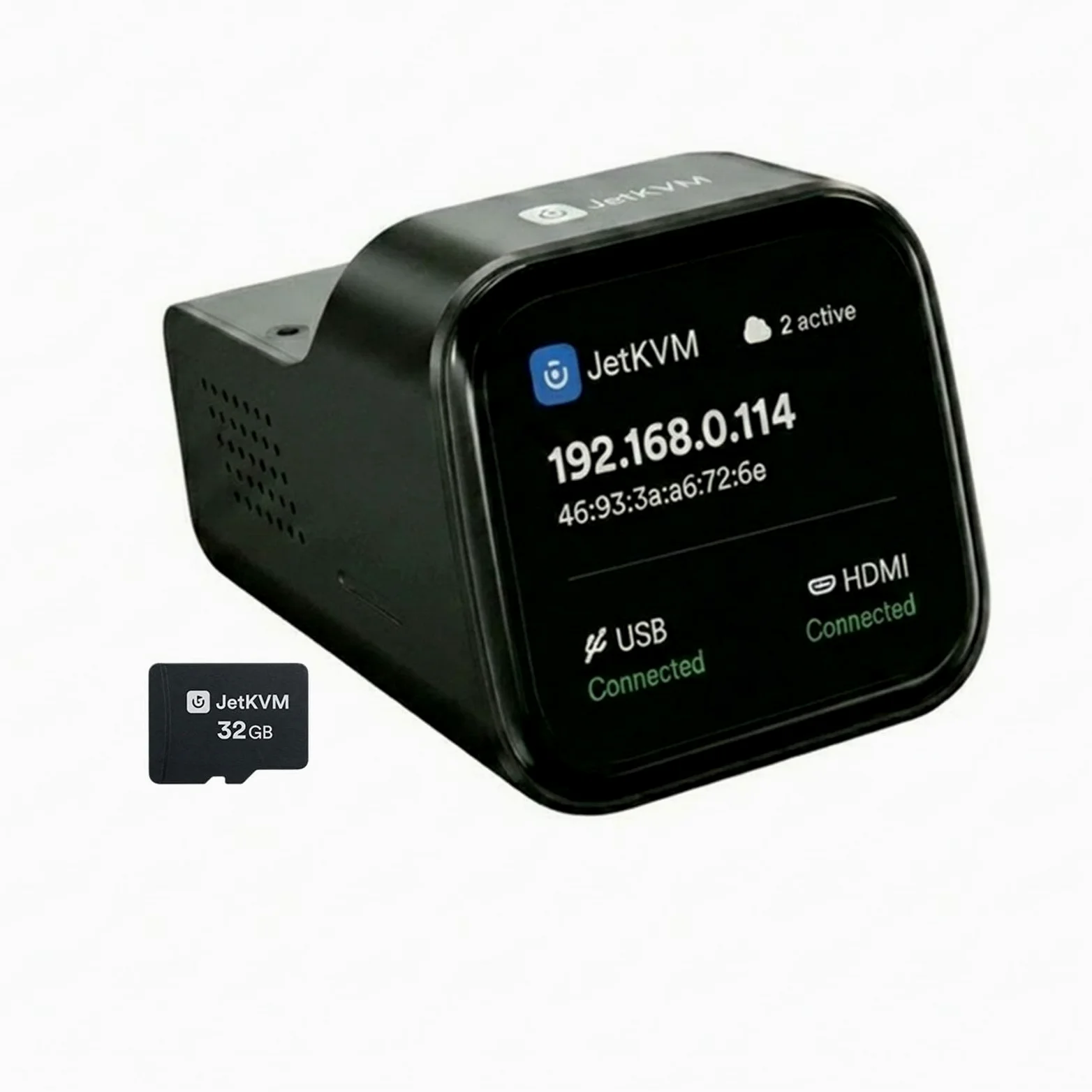 JetKVM Remote Jet KVM über IP Ethernet, Netzwerk mit geringer Latenz (IPKVM), 1080p@60fps, Touchscreen-LCD, TF-Kartenleser, HDMI-USB-C-Erweiterungsanschluss für ATX-Gleichstromversorgung
