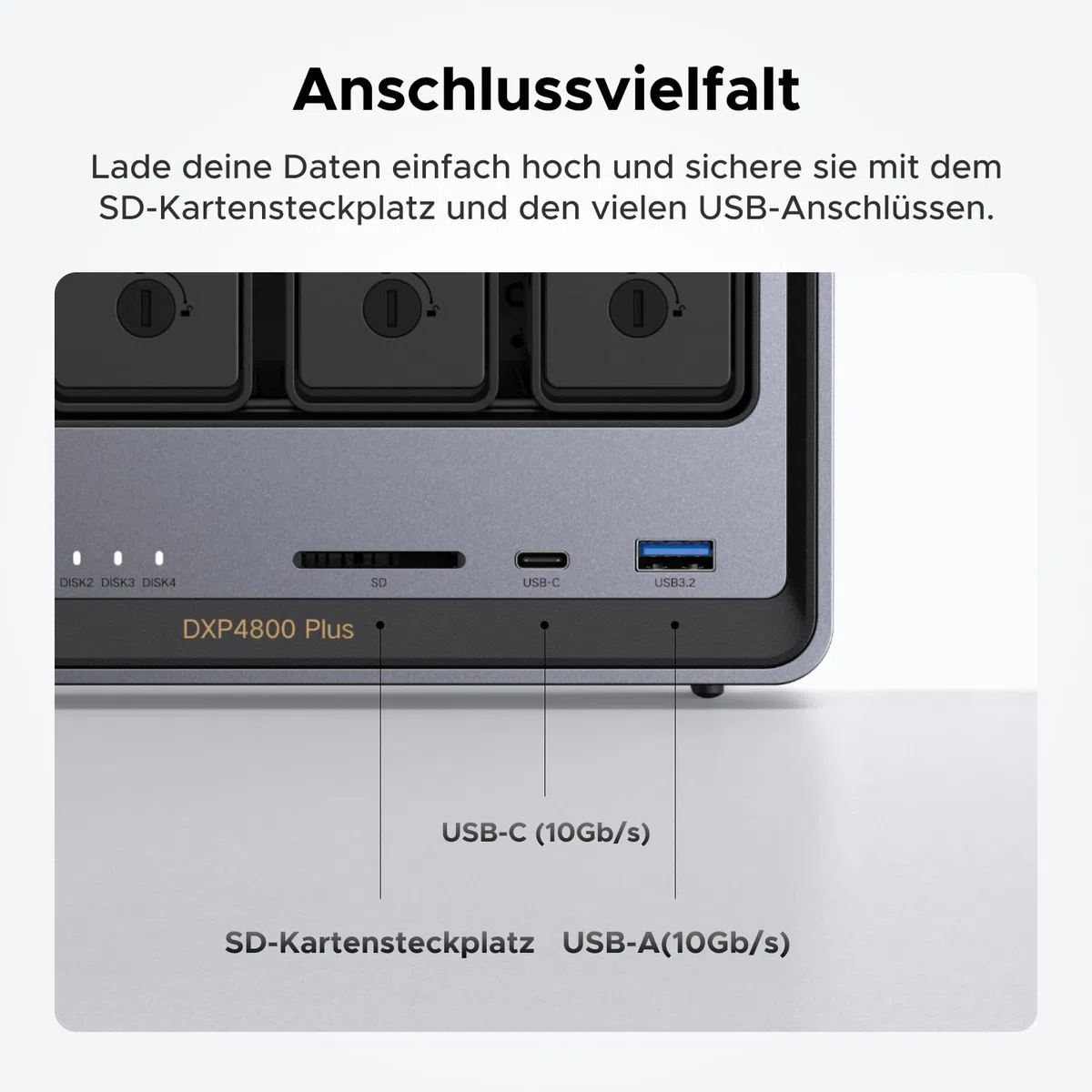 UGREEN NASync DXP4800 Plus 4-Bay Desktop-NAS mit 120W USV Stromversorgung,