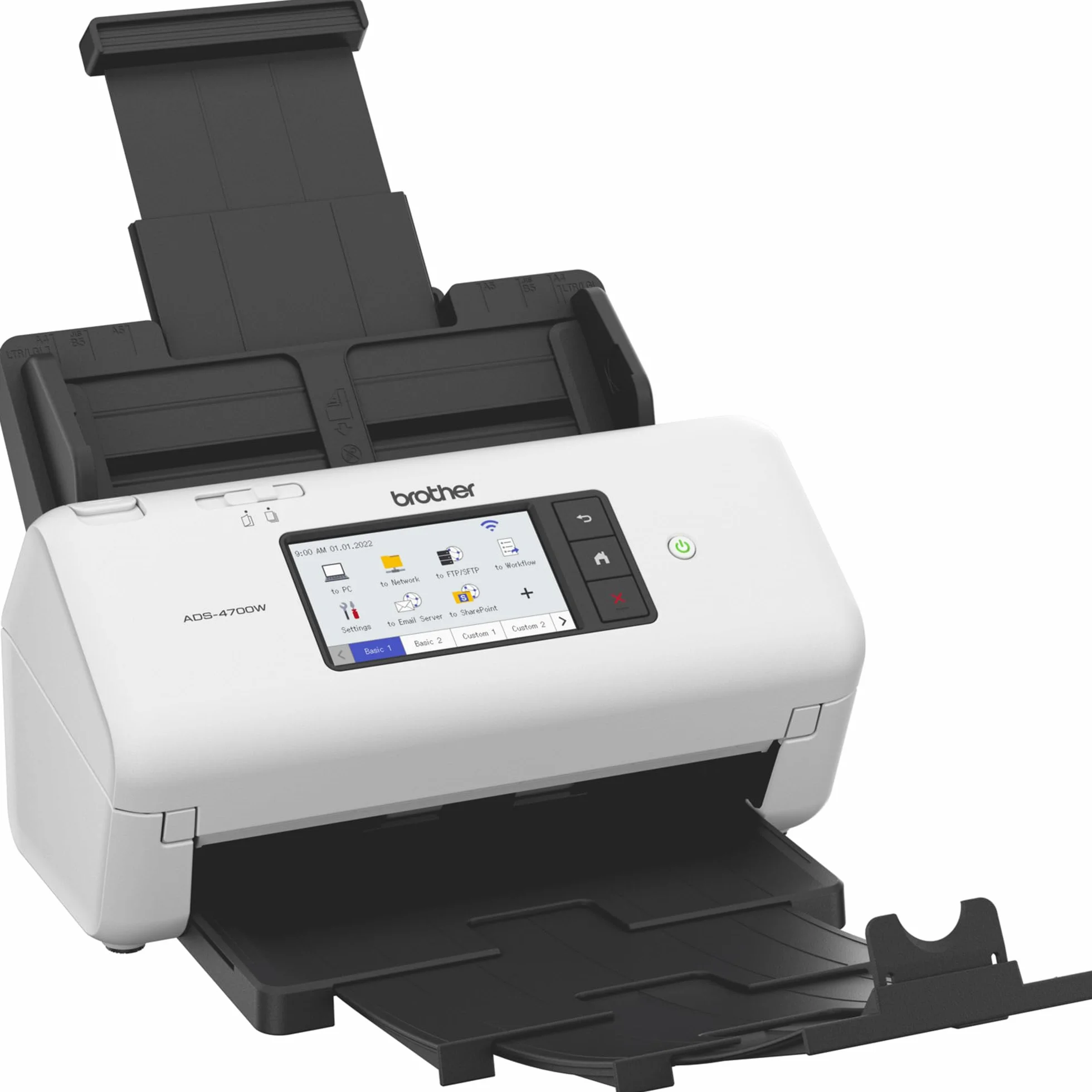 Brother ADS-4700W, Professioneller Dokumentenscanner mit USB, LAN und WLAN, Duplex Scan, Touchscreen, ADS4700WRE1, Weiß
