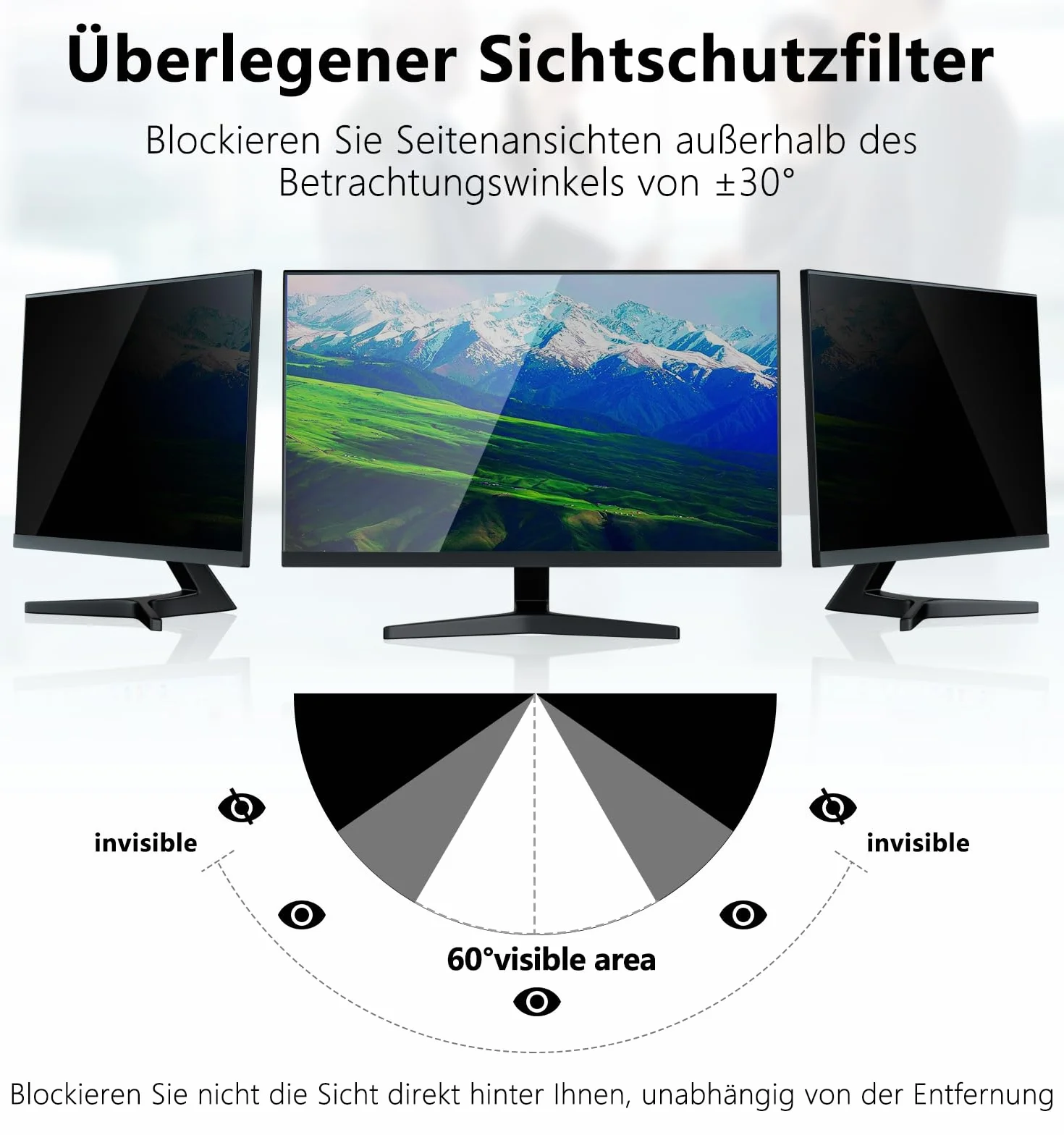 PYS 2 Stück Blickschutzfolie Monitor 27 Zoll Sichtschutz für Monitor 16:9 Seitenverhältnis, Anti-Blaulicht Blendfrei Abnehmbare 27" Bildschirm Sichtschutzfolie Blickschutzfilter Sichtschutzfilter
