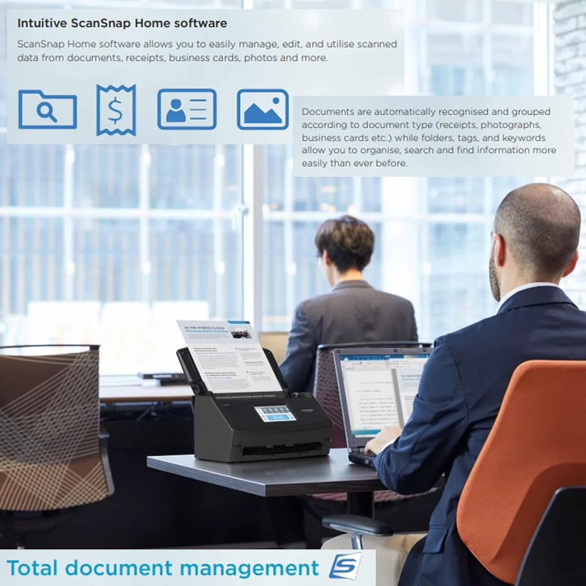 ScanSnap iX1600 Profi-Büroscanner A4 – Hochleistungs-Duplex-Dokumentenscanner mit 50-Blatt ADF, 40 ppm, Touchscreen, WLAN & Cloud-Anbindung, USB 3.2, Schwarz