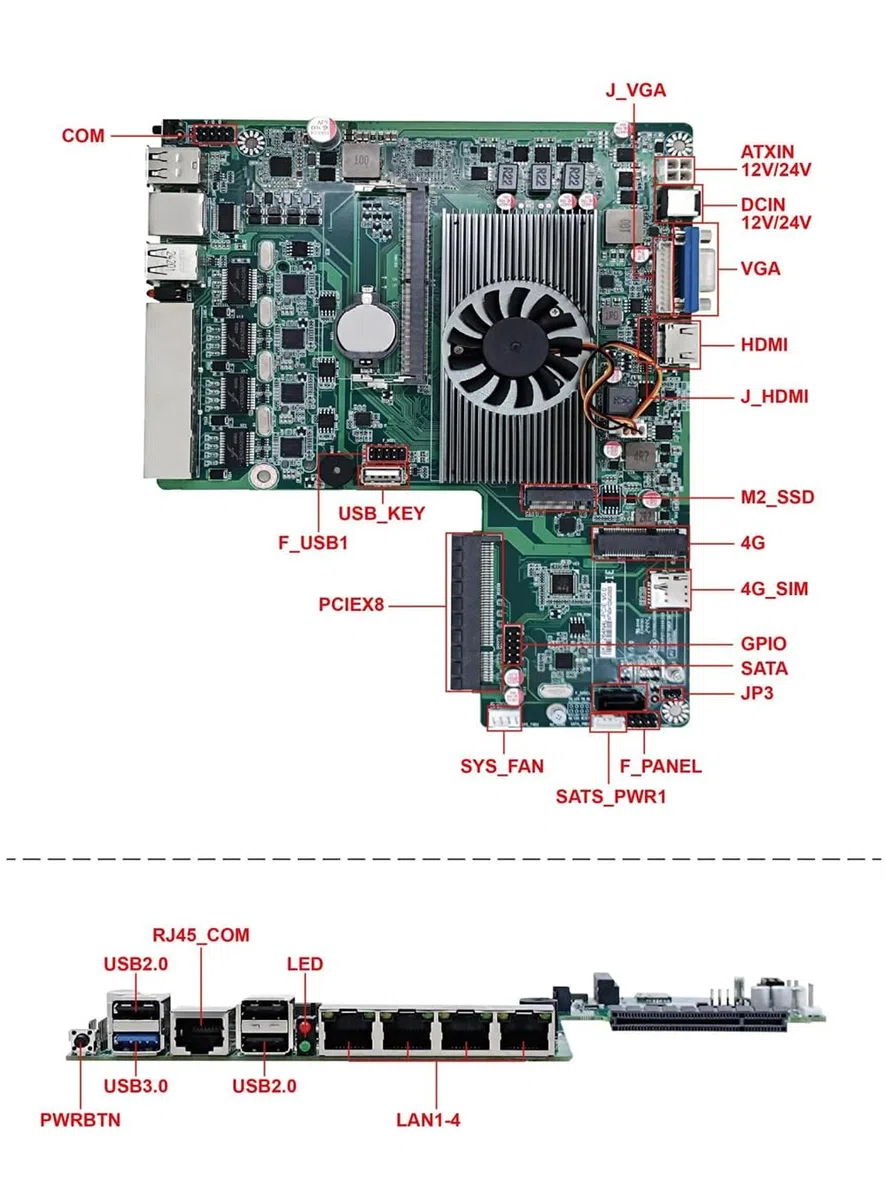 1U Rack-Mount Firewall Mini PC N150 No SFP 4*i226-V 2.5G LAN Enterprise Server Network Security Host