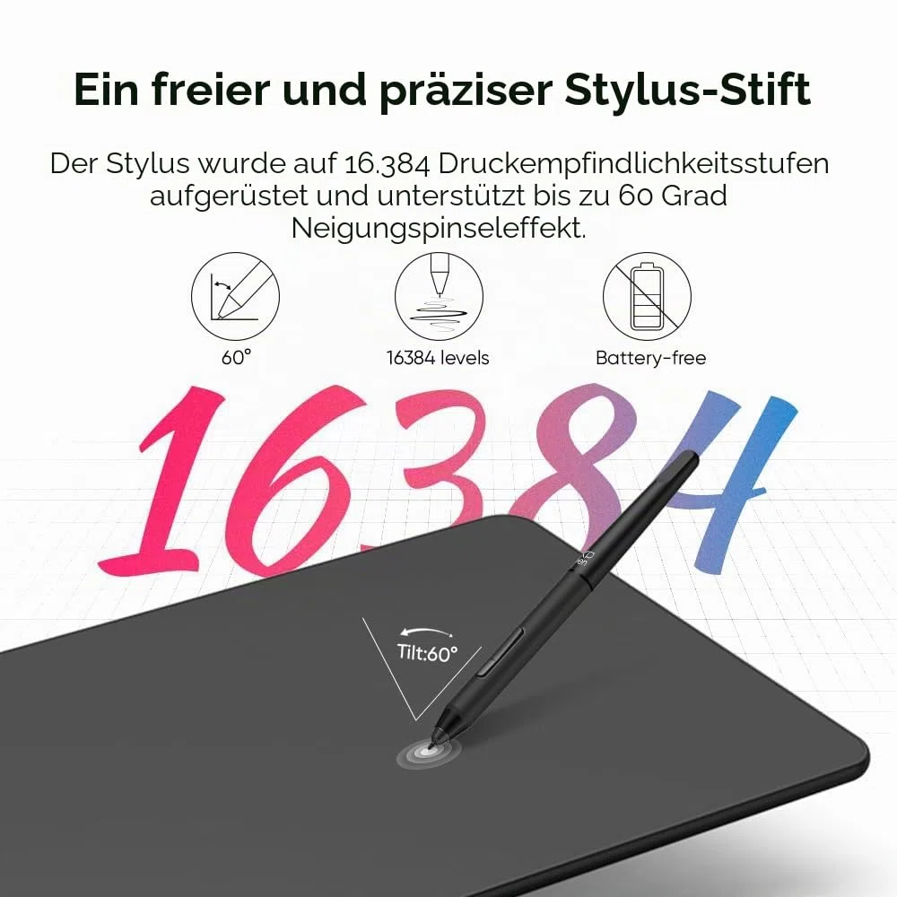 XP-Pen DECO01V2 Grafik-Tablet, Zeichnen, 10 x 6 Zoll, passiver Eingabestift, 8192 Stufen, Neigung und 8 Shortcuts, kompatibel mit Windows/Mac OS/ChromeBook/Android