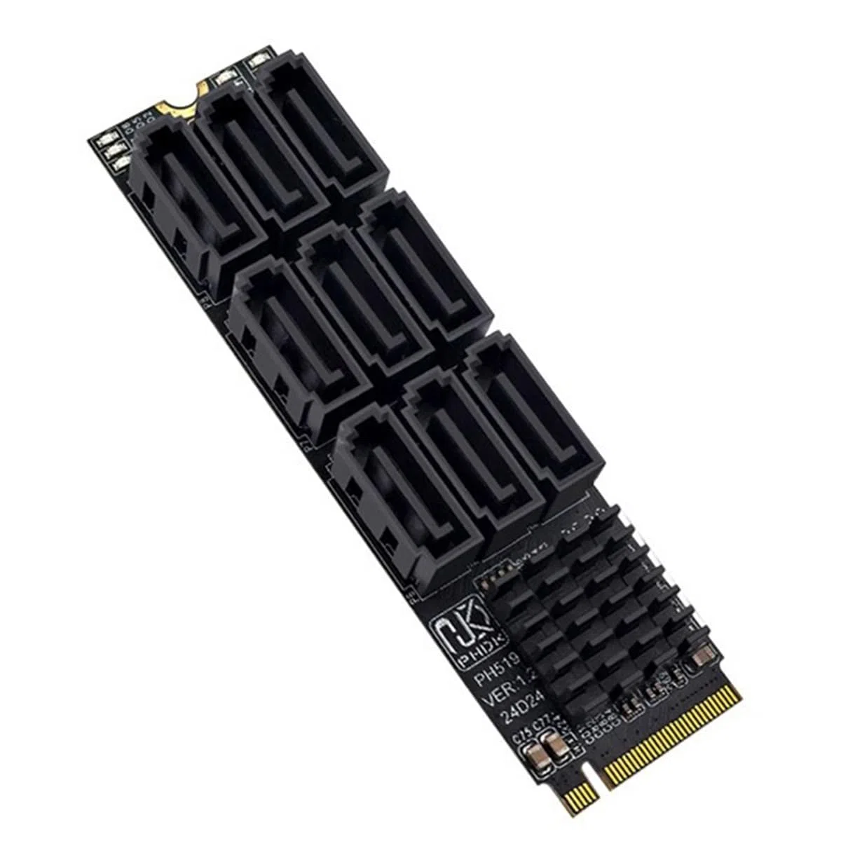 CY NGFF NVMe M-Key PCI Express M.2 auf 9 Ports SATA 3.0 6 Gbit/s Adapterkonverter Festplattenerweiterungskarte 2280 für NAS