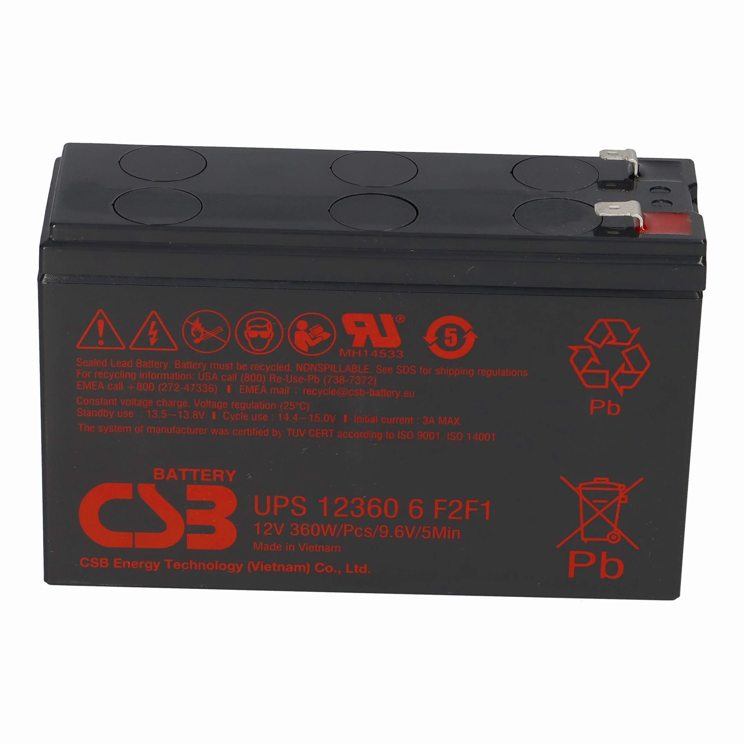 CSB AGM Bleiakku 12V 7Ah UPS123606 F2F1 extrem hochstrom Akku USV UPS UPC