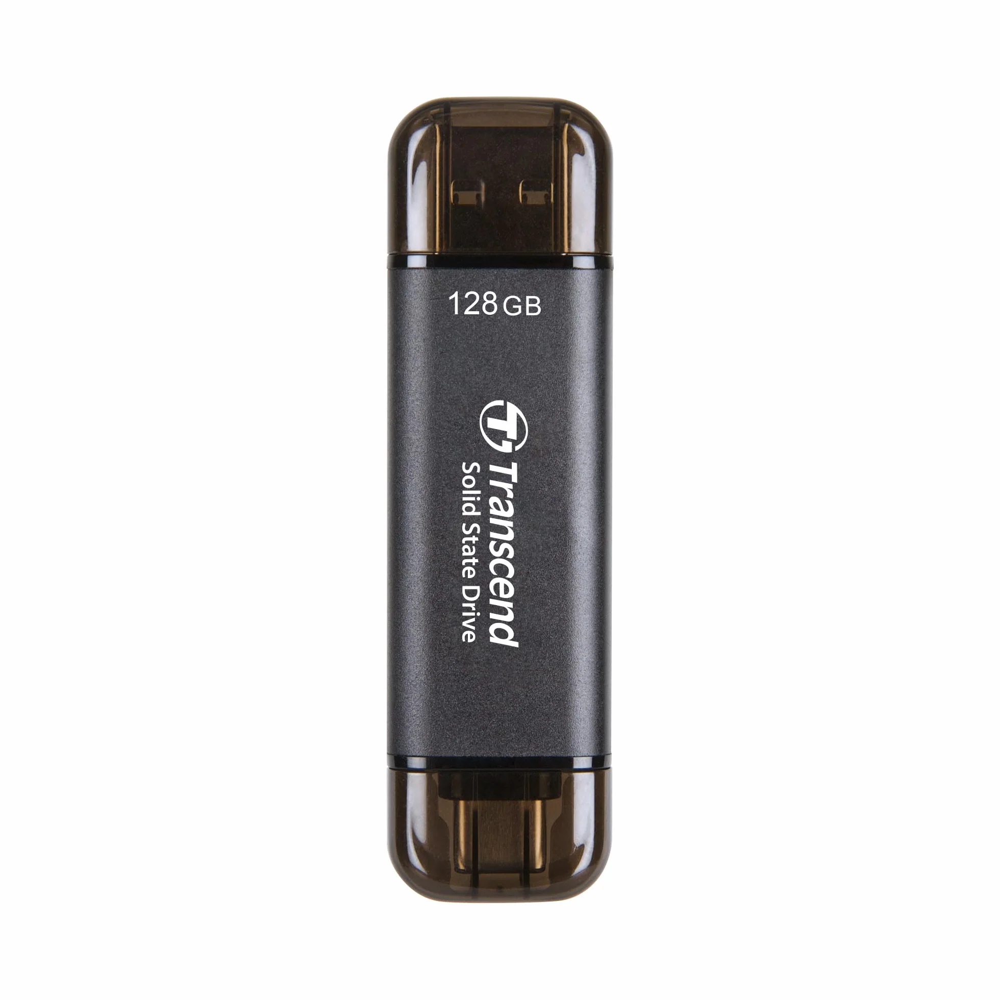 Transcened ESD310 128GB USB 10Gbps, Type C/A, Schwarz, bis zu 1,050 MB/s, Externe SSD | Dual-Anschluss (USB-C & A) | für iPhone 15/16/17 & Android
