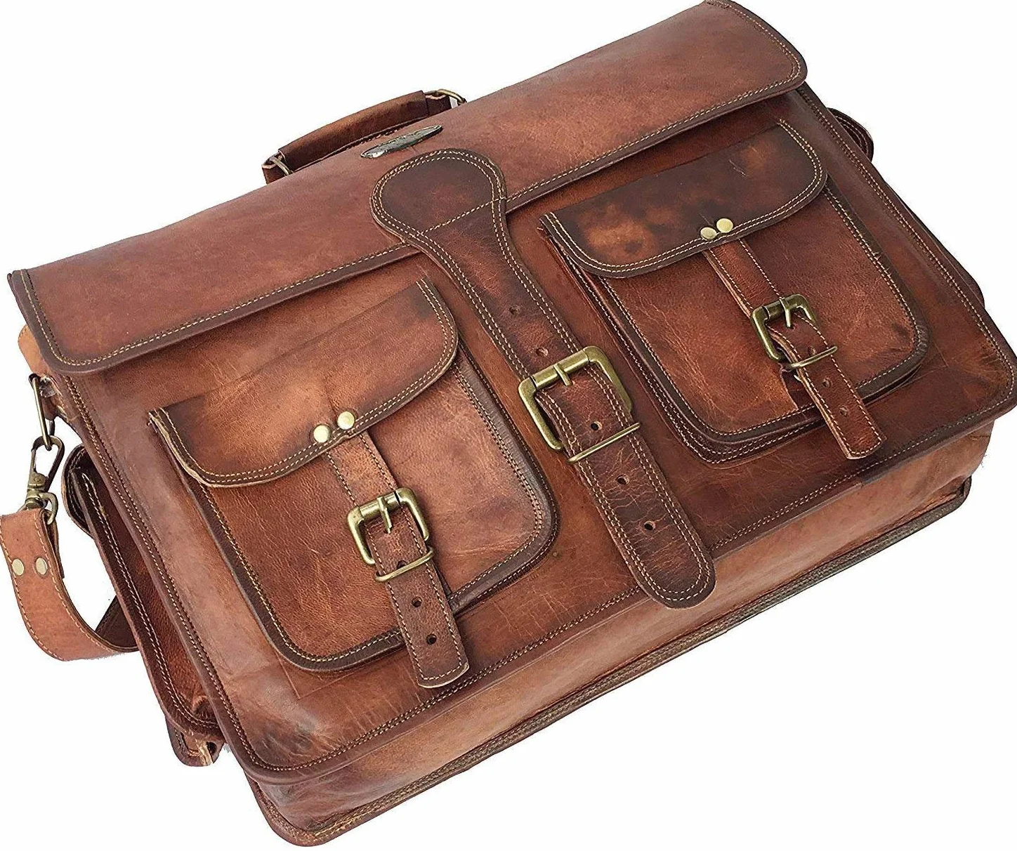 cuero Dhk Devil Hunter Killer DHK 16 Zoll Vintage handgemachte Leder Messenger Bag Laptop Aktentasche Computertasche für Männer Braun Braun 16 Zoll