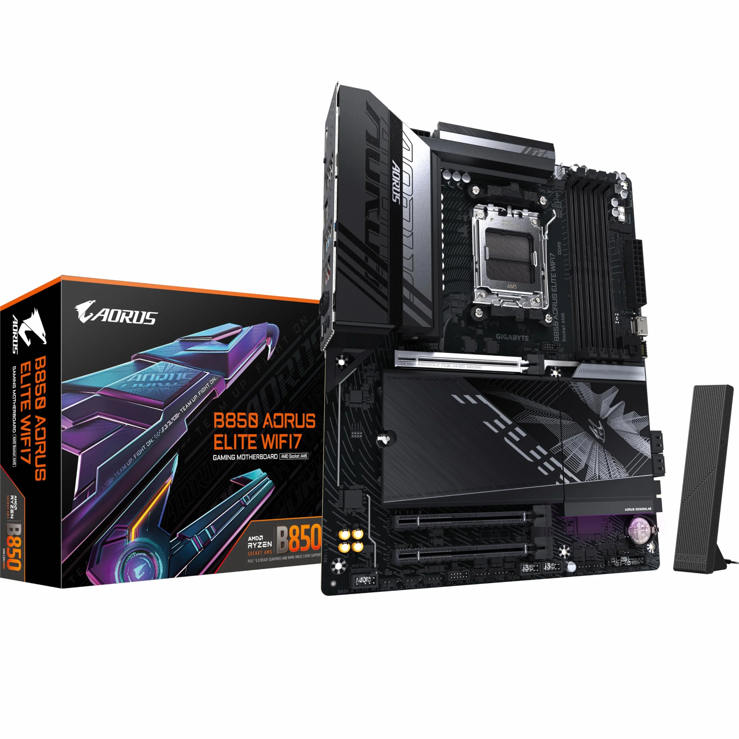 GIGABYTE B850 AORUS Elite WIFI7 Motherboard - AMD Ryzen 9000 Serie CPUs, 14+2+2 Phasen digitales VRM, bis zu 8200MHz DDR5 (OC), 1xPCIe 5.0 + 2xPCIe 4.0 M.2, 2,5 LAN, WiFi 7, USB 3.2 Gen 2x2