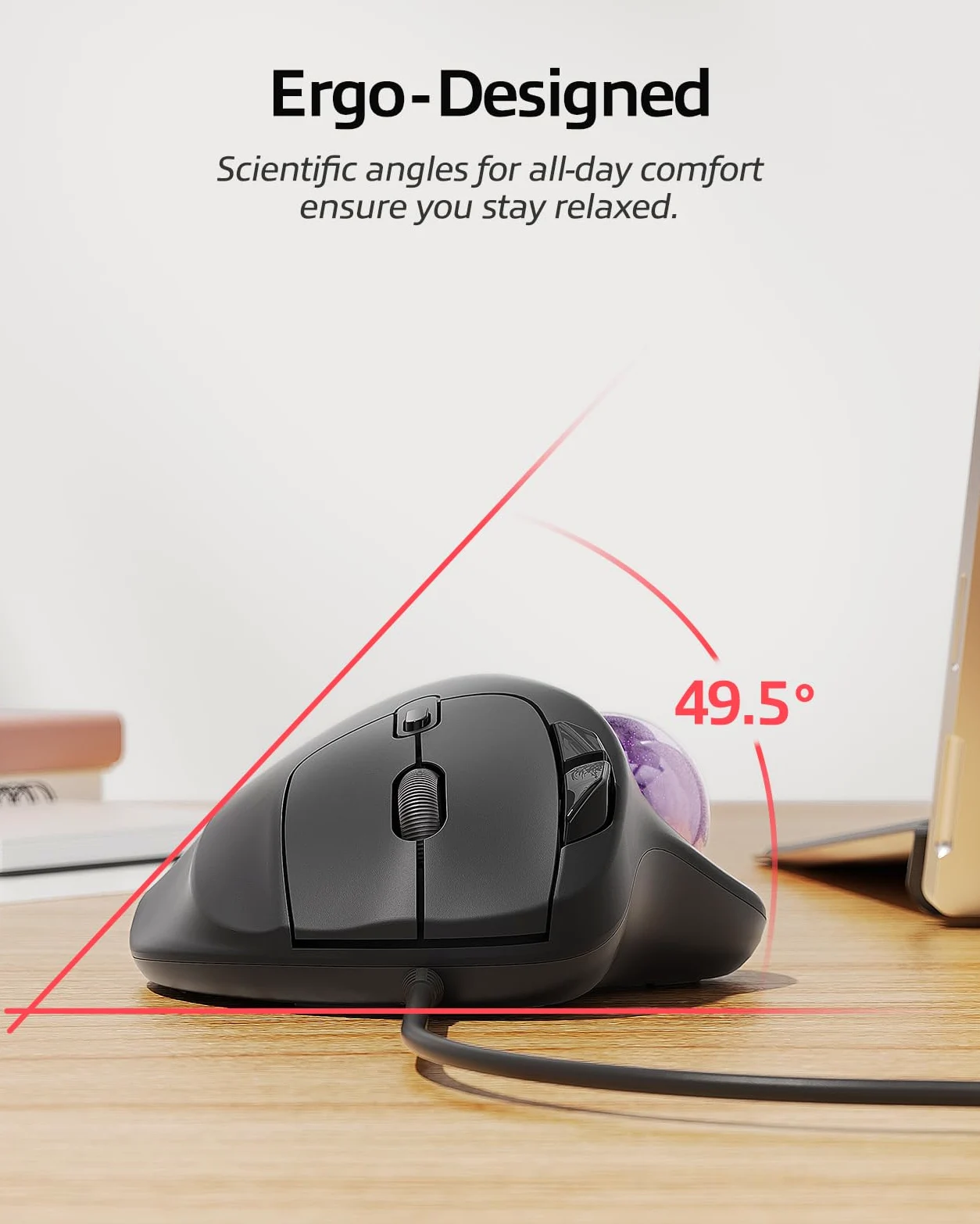 Nulea M509 Trackball Maus verdrahtet, Ergonomisches Design, Einfache Daumenkontrolle, Präzise und reibungslose Verfolgung, 2-in-1 Schnittstelle (Typ A &Typ C), Kompatibel für PC, Laptop, Mac, Windows.
