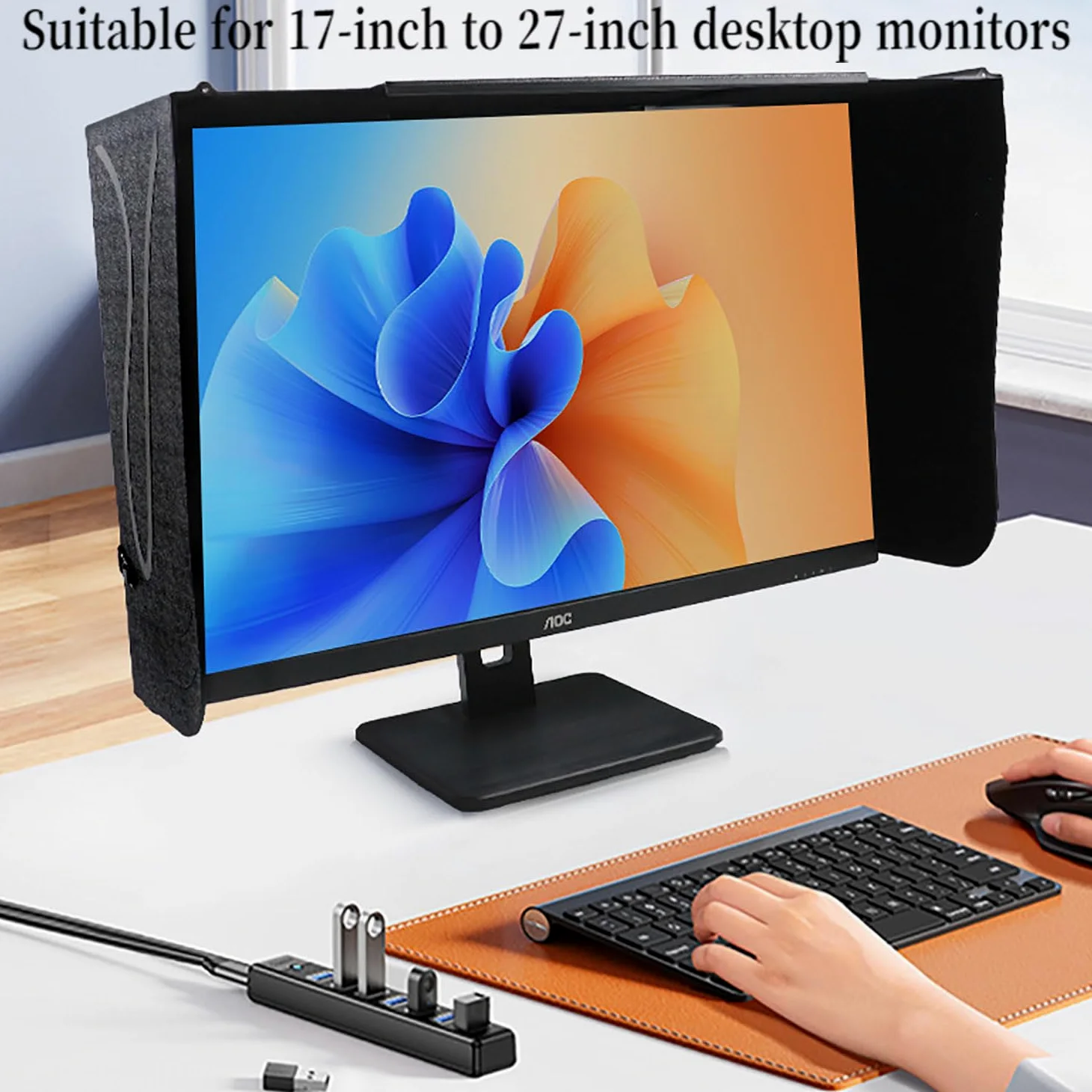 Monitorhauben Sonnenschutz,17-27 Zoll Verstellbare Monitorhaube Bildschirm Sonnenblende,für Monitor AußEnrahmen,Bietet Schutz Der Privatsphäre