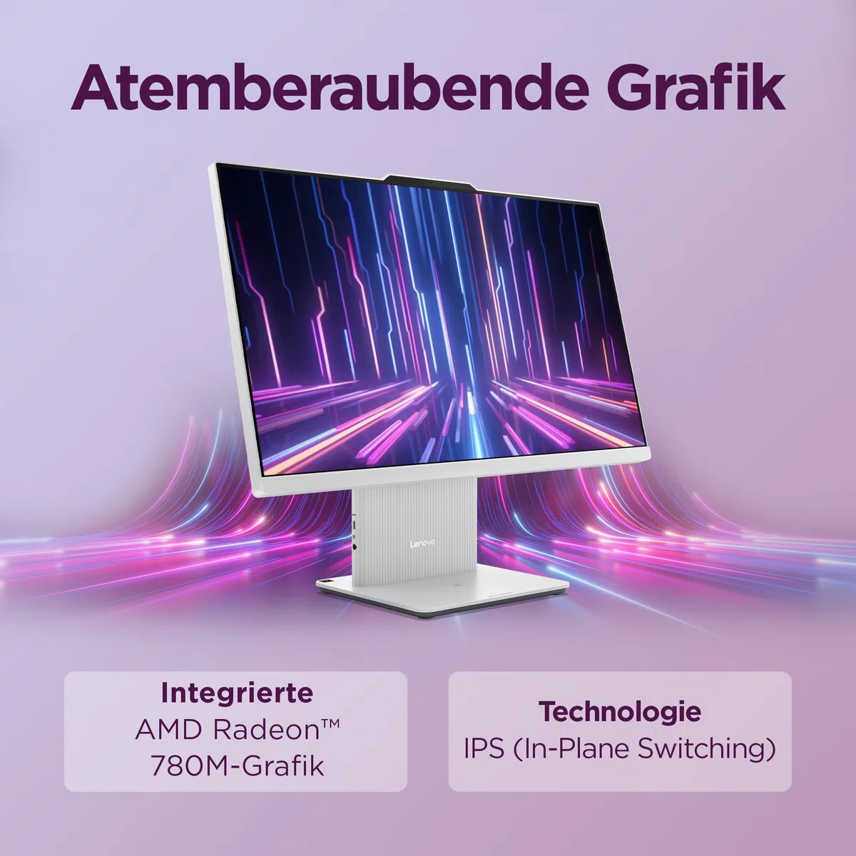 Lenovo IdeaCentre All-In-One AI-PC | 23.8"Full HD Display | AMD Ryzen 7 250 | 16GB RAM | 1TB SSD | AMD Radeon Grafik | Win11 | Augenschutz | Inkl.USB Maus-Tastatur | Cloud grau | 3 Monate Premium Care