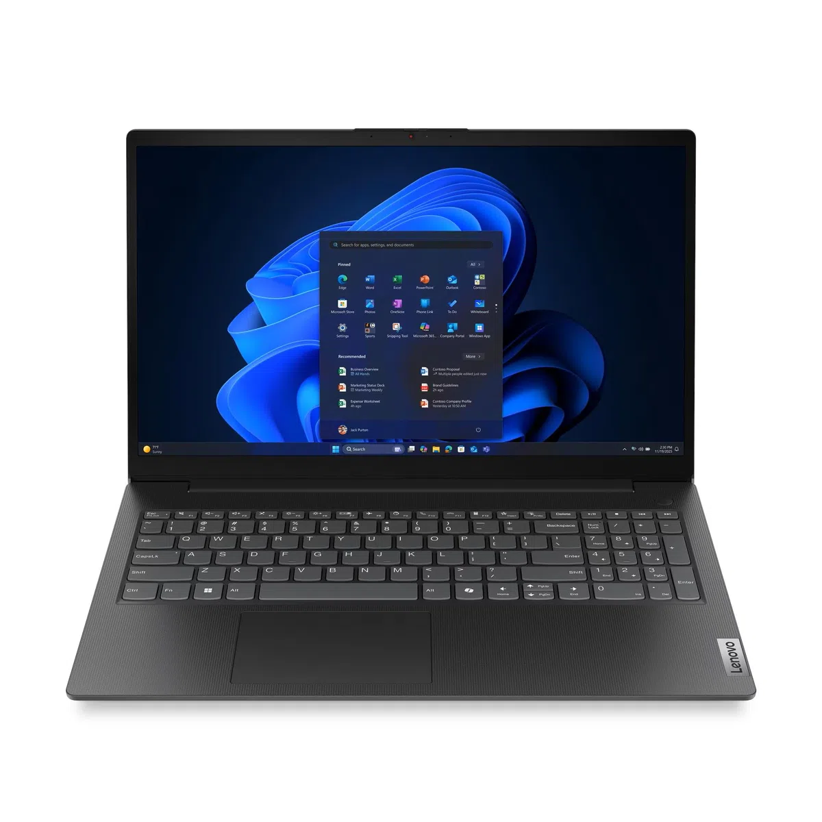 Lenovo Laptop, 15,6" FHD Display, Intel N150, 4 x 3.60 GHz, 128 GB SSD, Intel UHD Graphics, Norton 360, Windows 11, Schwarz