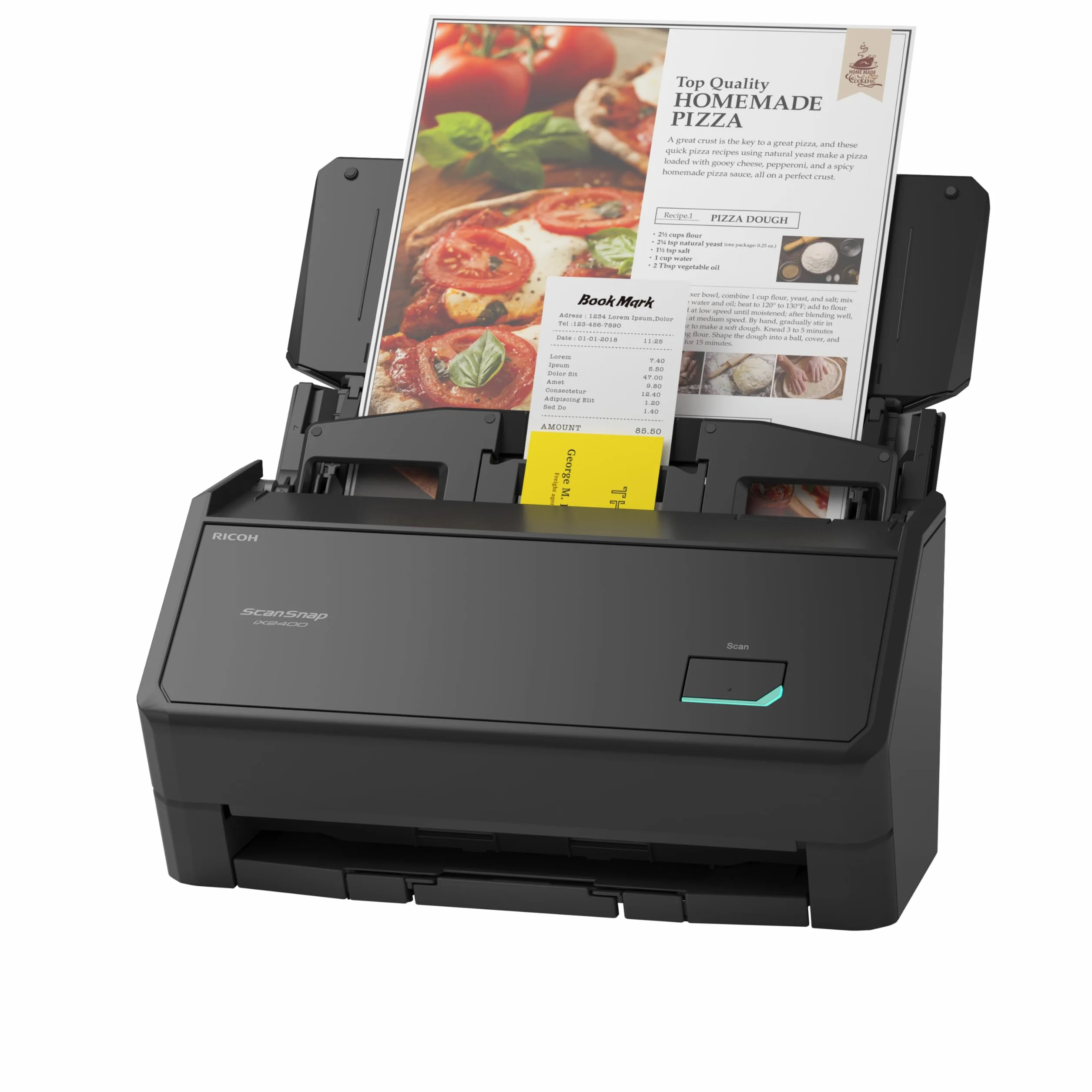 Ricoh ScanSnap iX2400 Dokumentenscanner A4 Duplex Touch-Screen USB3.2 Desktop-Scanner (45 S/min / 90 B/min) mit ADF Schwarz