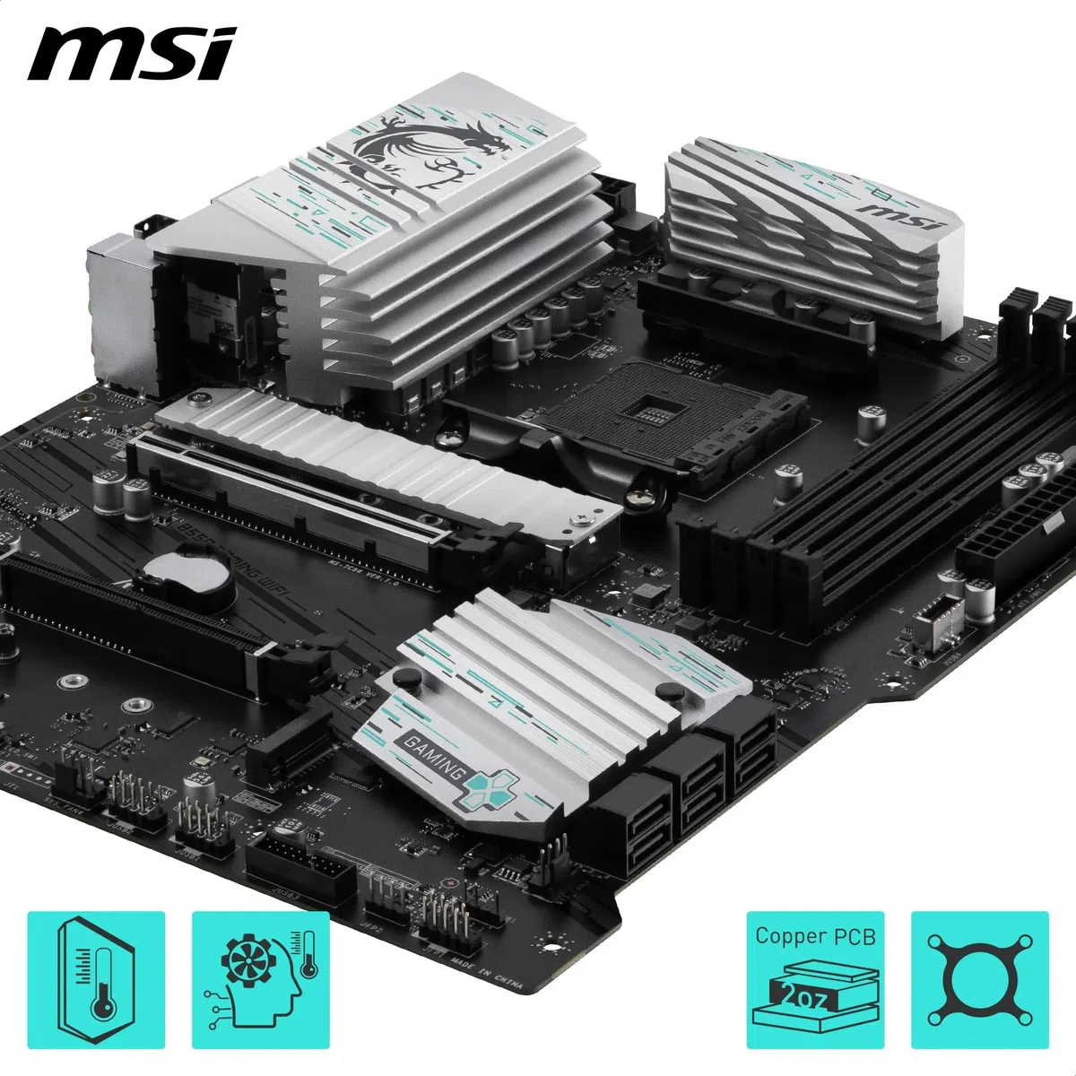 MSI B550 Gaming WiFi Mainboard, ATX - Unterstützt AMD Ryzen 5000 Series, 5000 G-Series, 4000 G-Series und 3000 Series Prozessoren, AM4 - DDR4 Memory Boost 4400+MHz/OC, PCIe 4.0 x16, M.2 Gen4, 1G LAN