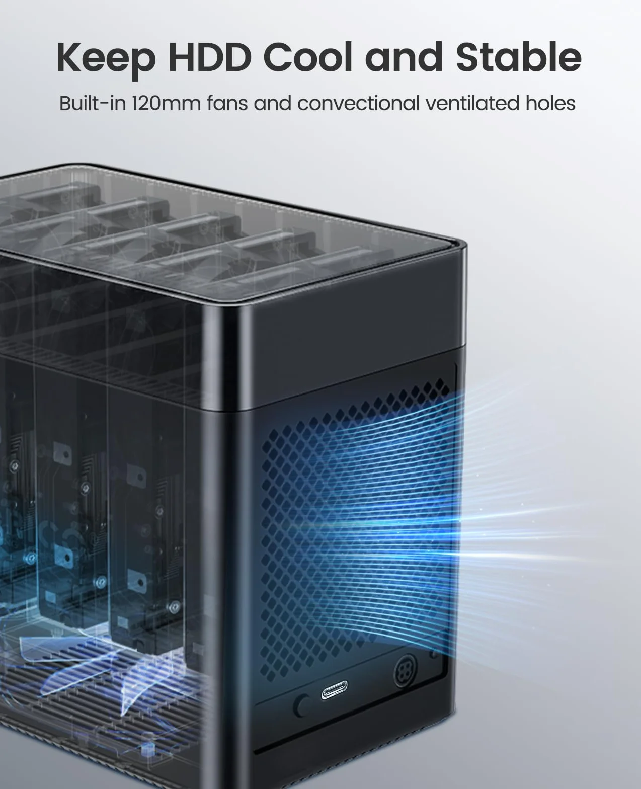 ORICO Tool-Free 5 Bay USB 3.0 3,5 Zoll Magnetic-Type Festplattengehäuse für 3,5'' SATA HDD bis zu 5x18TB, Festplatte Dockingstation Kompatibel mit Windows/Mac OS/Linux (DS500U3)