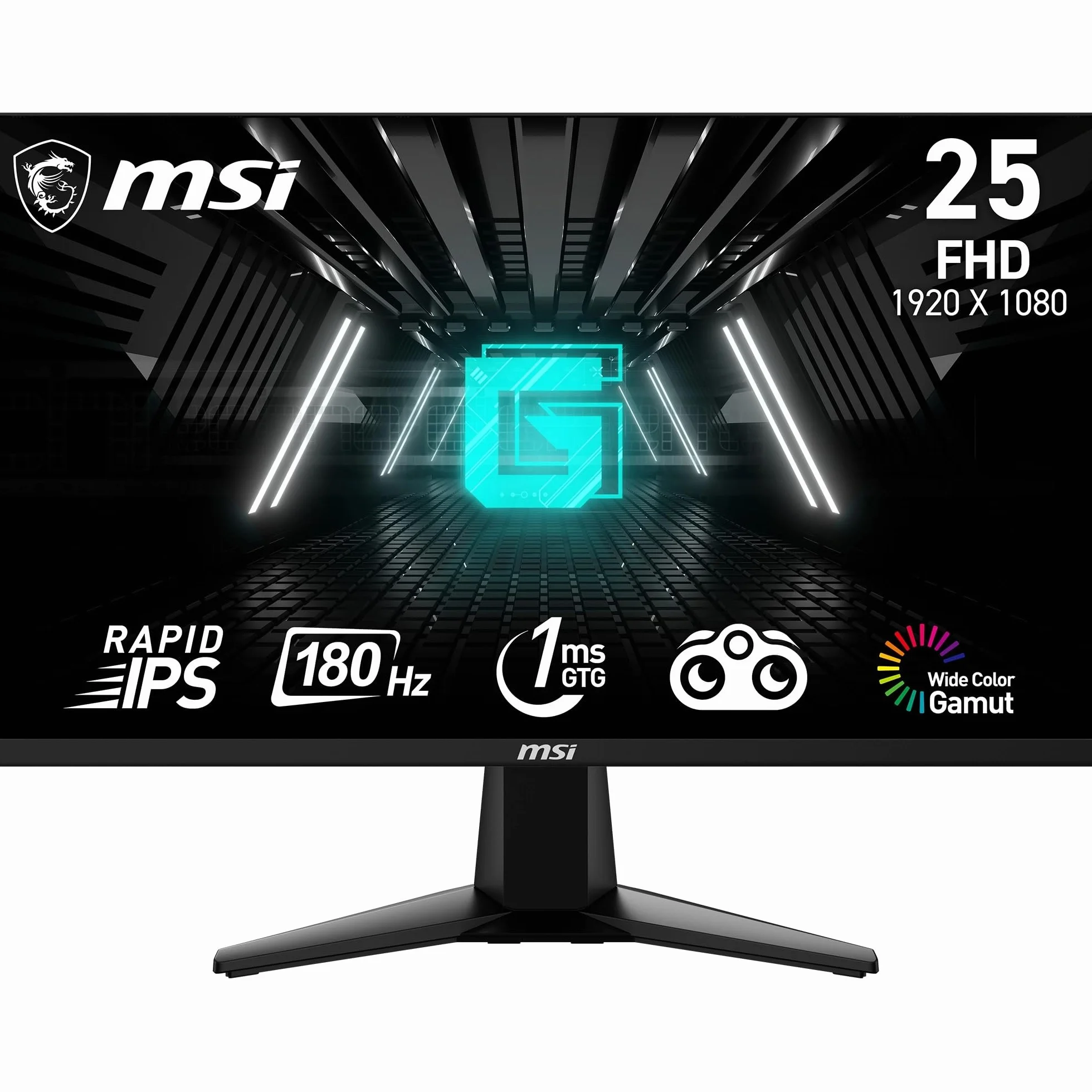 MSI G255F 24.5 Zoll FHD Gaming Monitor 1920x1080 Rapid IPS 180Hz 1ms GtG 99% sRGB Adaptive-Sync DP 1.2a HDMI 2.0b CEC