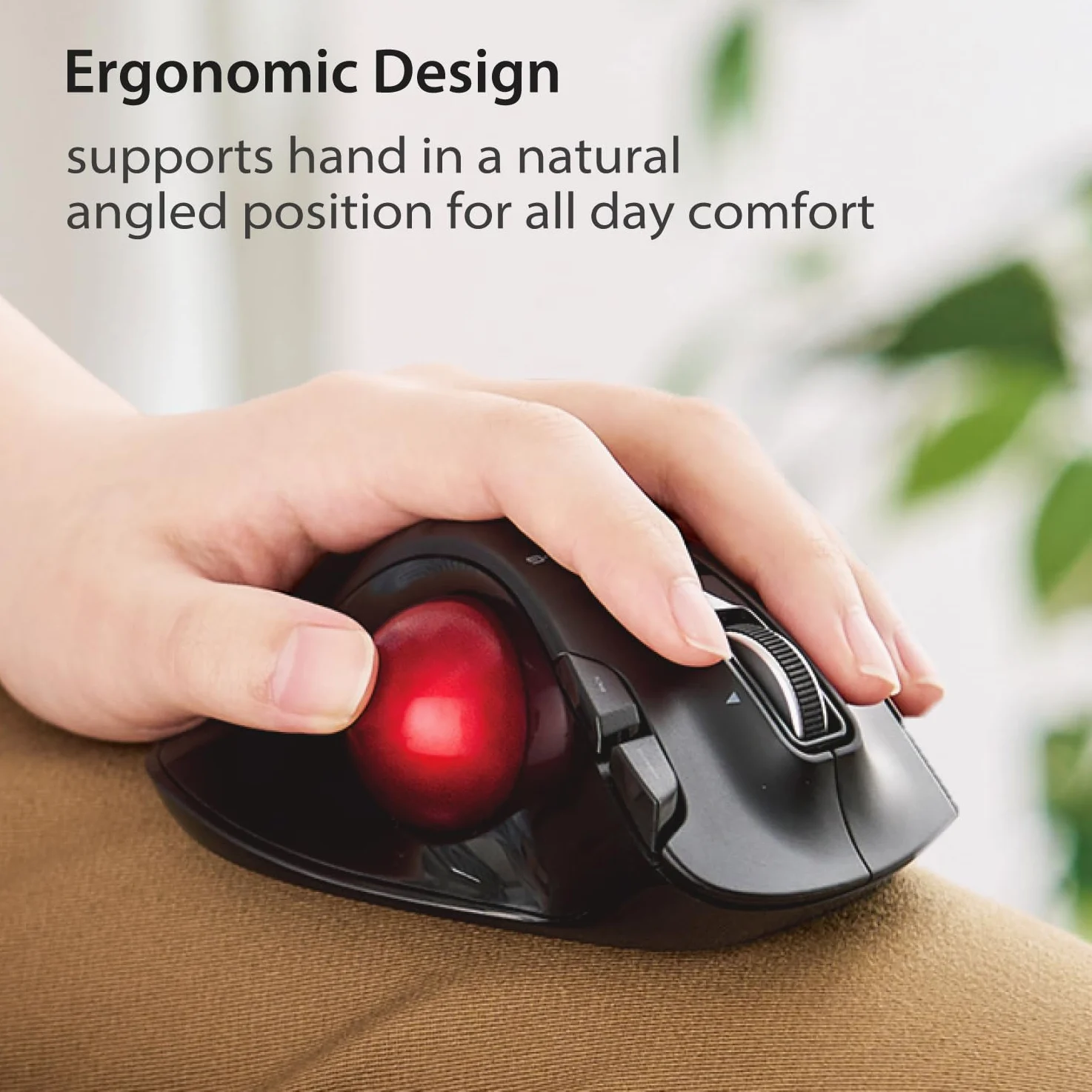 ELECOM EX-G Trackball Maus, Linkshänder, 2.4GHz Drahtlos, Daumensteuerung, 6-Tasten-Funktion, Neigungsrolle, Ergonomisch, Für PC/Laptop, Kompatibel mit Windows 11/MacOS, Modell M-XT4DRBK-G
