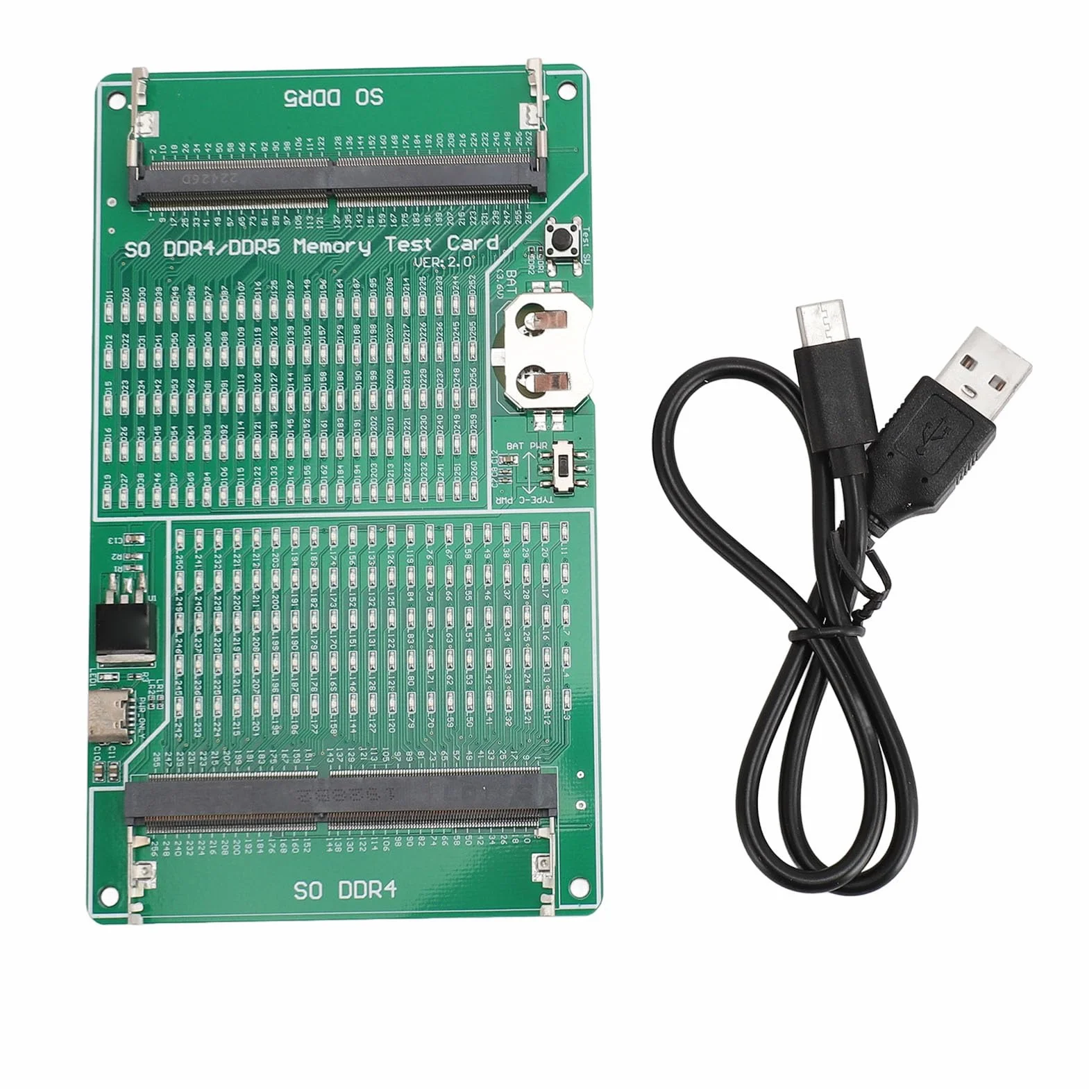 DDR4 DDR5 -Speichertester 2 in 1 Multifunktionaler Speicherplatz -Testkarte mit LED -Indikator für Laptop