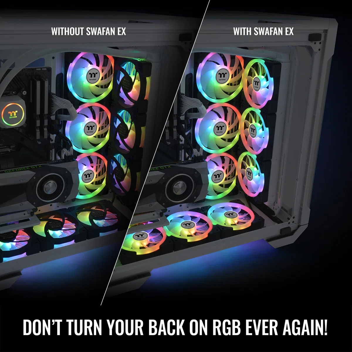 Thermaltake SWAFAN EX 14 ARGB PC-Lüfter, 3 Lüfter, 500~2000 U/min, magnetischer Anschluss, umkehrbare Blätter, Synchronisierung mit MB RGB Software, CL-F168-PL14SW-A