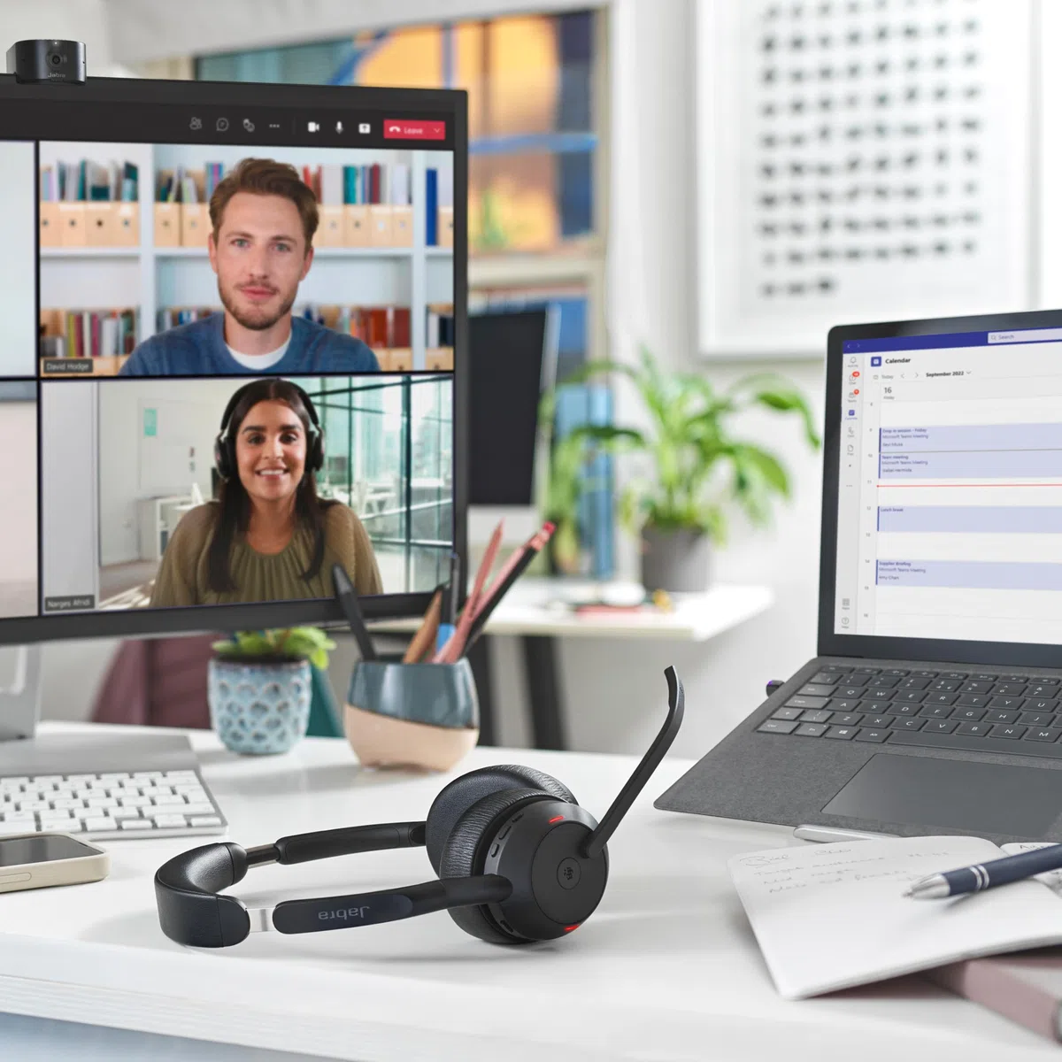 Jabra Evolve2 55 - schnurloses Stereo-Headset Air Comfort - Mikrofone mit Geräuschunterdrückung und ANC - für MS Teams Zertifiziert, mit Anderen Plattformen kompatibel - Schwarz