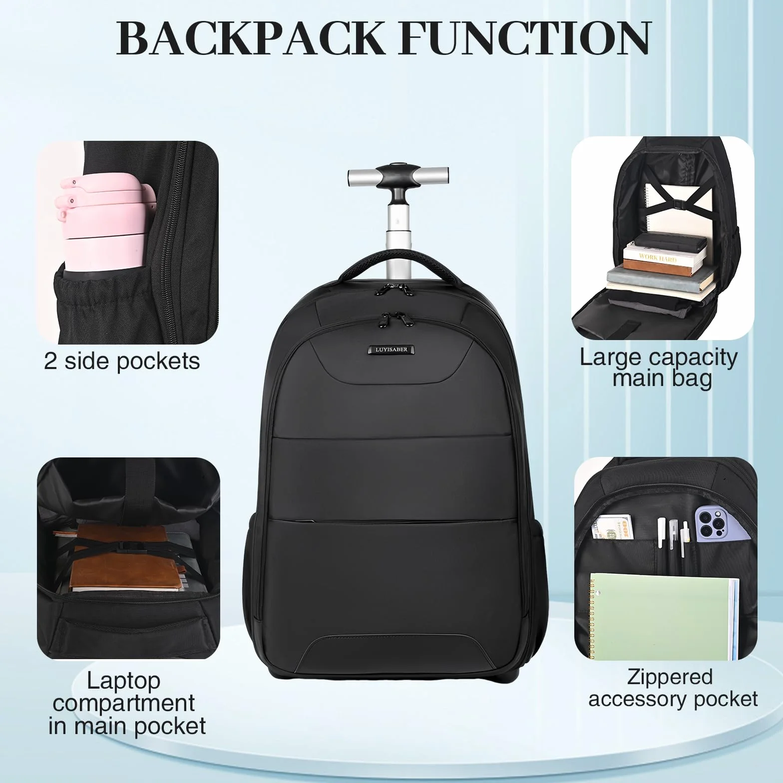 Hivexagon 32-Zoll-Rollrucksack, Rollrucksack, bequem, lässig, langlebig und mühelos zum Tragen von Laptops, Büchern und Dokumenten, versteckte Schultergurte, für Geschäftsreisen