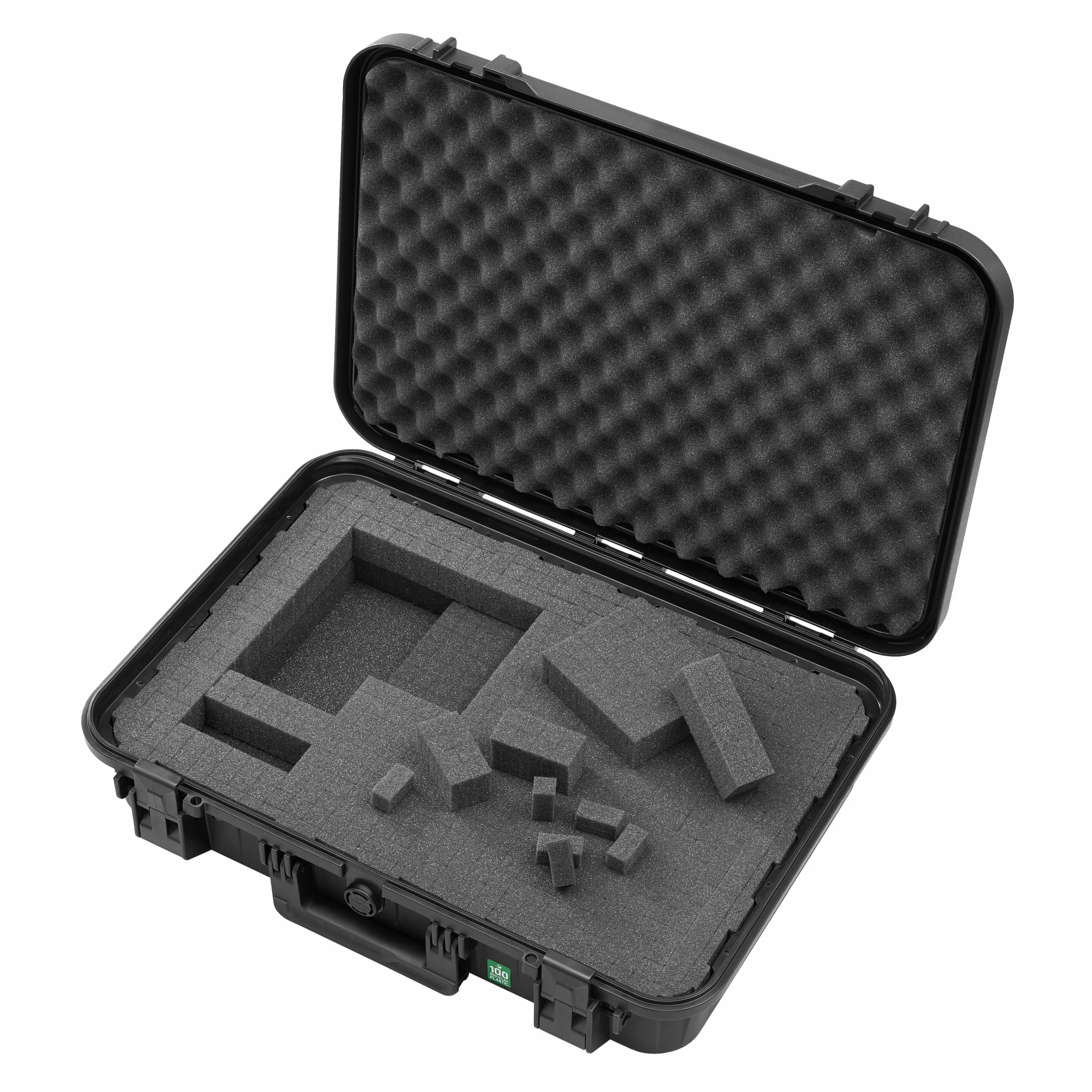 TOMcase Laptop Koffer 16–18 Zoll wasserdicht - ECO Schutzkoffer | Koffer für Notebook Tablet und Zubehör - Hardcase stoßfest mit Rasterschaumstoff - Outdoor Transportkoffer Hartschalenkoffer