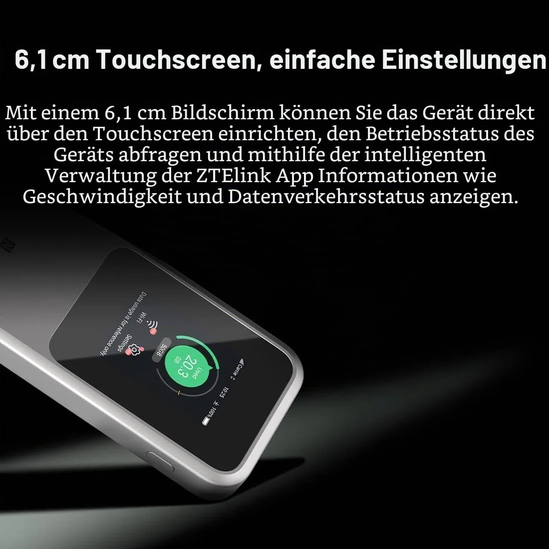 ZTE MU5120 – der leistungsstärkste tragbare 5G-WLAN-Hotspot, riesiger 10000-mAh-Akku, 18 W Reverse Charge, NFC, 2,4-Zoll-Touchscreen, verbindet 64 Geräte – SIM-Slot entsperrt