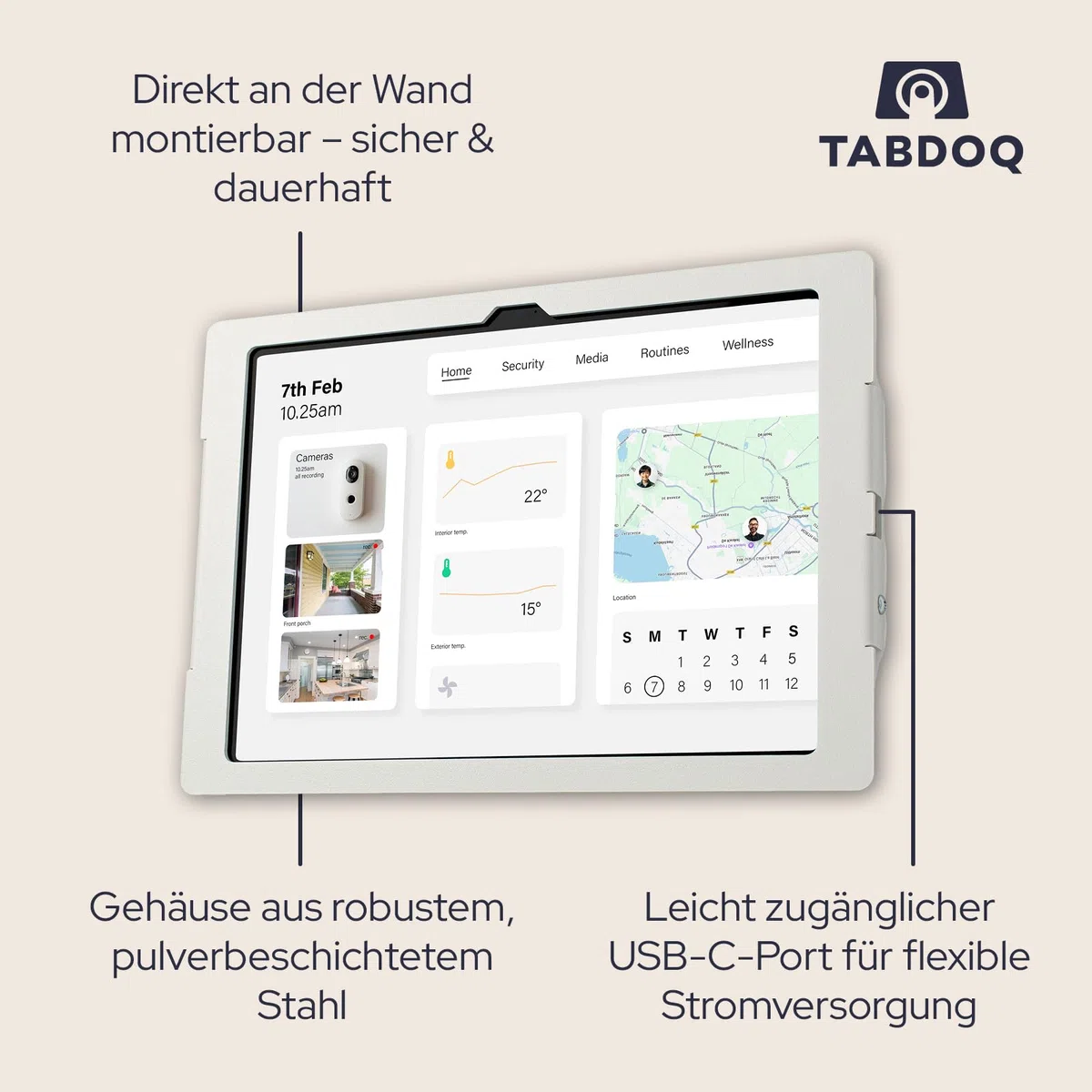 Lite iPad Wandhalterung kompatibel mit iPad 10.9 Zoll (2022–2025) 10. & 11. Generation (A16) – Sichere & Robuste Tablet Halterung für Private und gewerbliche Nutzung, schwarz