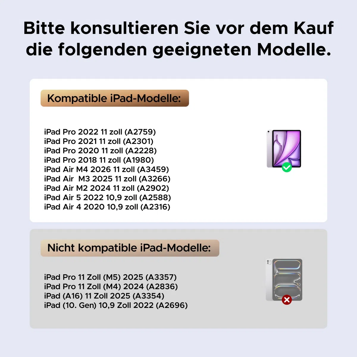 UGREEN iPad Hülle mit Tastatur, Keyboard mit Touchpad, Hintergrundbeleuchtung, Scherenstruktur, Abnehmbar, Kompatibel mit iPad Air M4/M3/M2/M1 11", iPad Air 4 10.9", iPad Pro 2022/2020/2018 11"